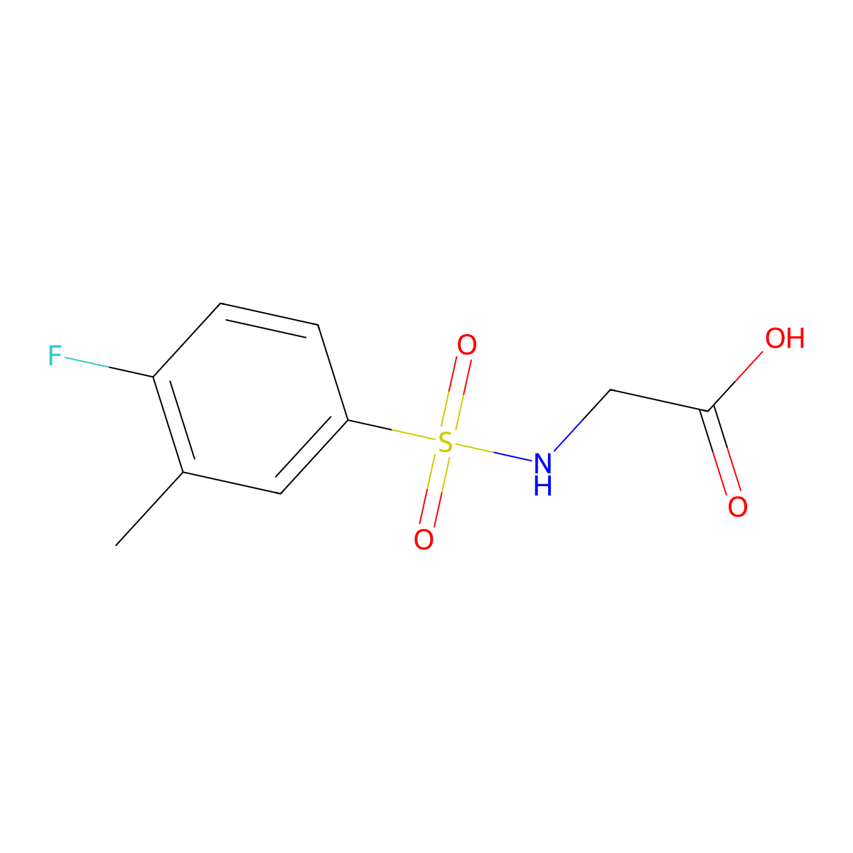 N-[(4-fluoro-3-methylphenyl)sulfonyl]glycine molecular structure, CAS 670260-29-4