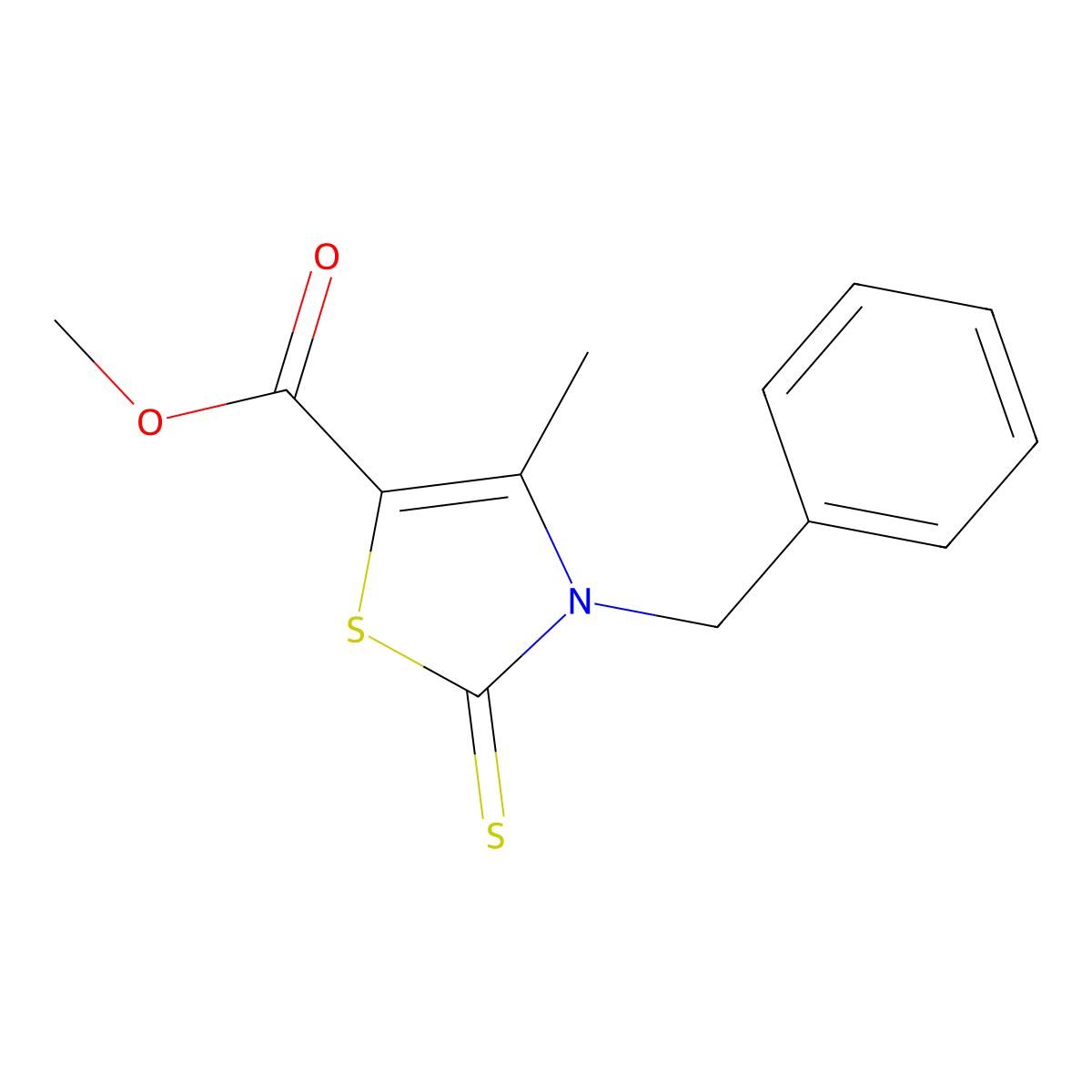 Methyl 3-benzyl-4-methyl-2-thioxo-2,3-dihydro-1,3-thiazole-5-carboxylate molecular structure, CAS 670261-48-0