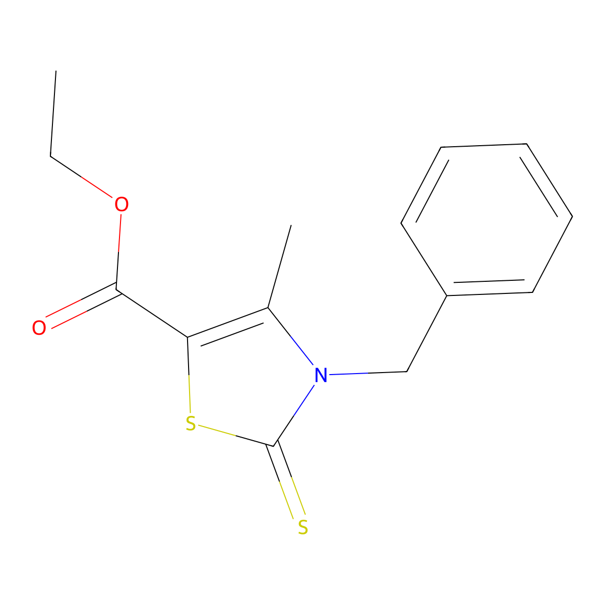 Ethyl 2,3-dihydro-4-methyl-3-(phenylmethyl)-2-thioxo-5-thiazolecarboxylate molecular structure, CAS 670261-49-1