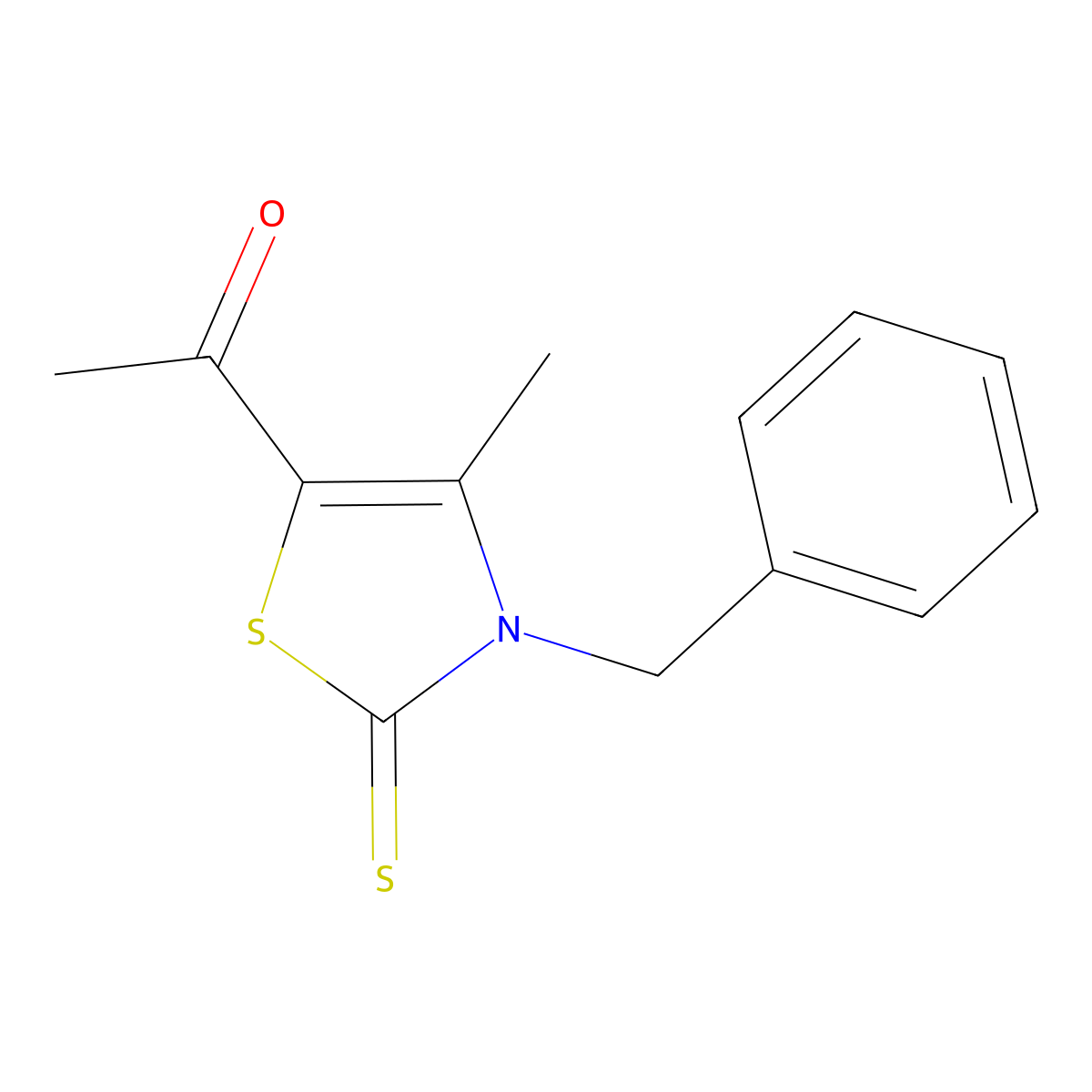1-(3-Benzyl-4-methyl-2-sulfanylidene-1,3-thiazol-5-yl)ethanone molecular structure, CAS 670261-50-4