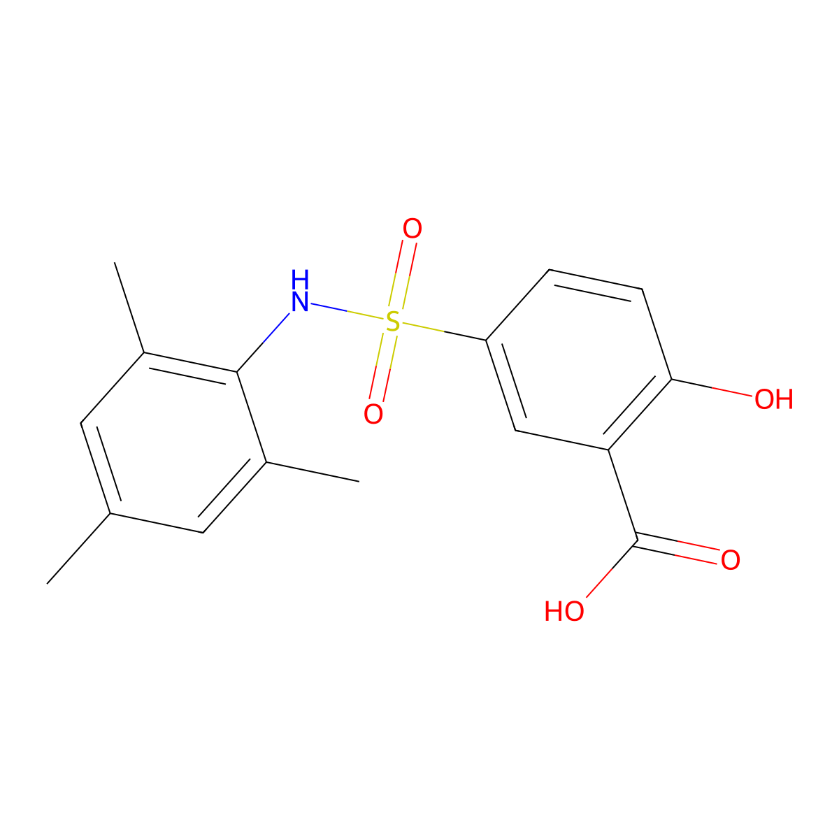 2-Hydroxy-5-[(2,4,6-trimethylphenyl)sulfamoyl]benzoic acid molecular structure, CAS 670266-31-6