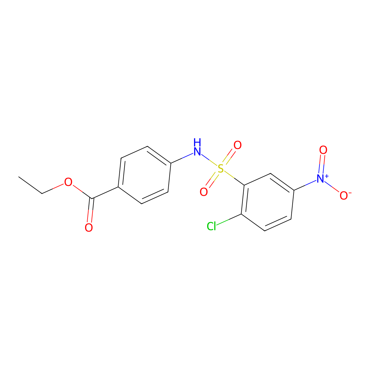 Ethyl 4-[(2-chloro-5-nitrophenyl)sulfonylamino]benzoate molecular structure, CAS 670266-52-1