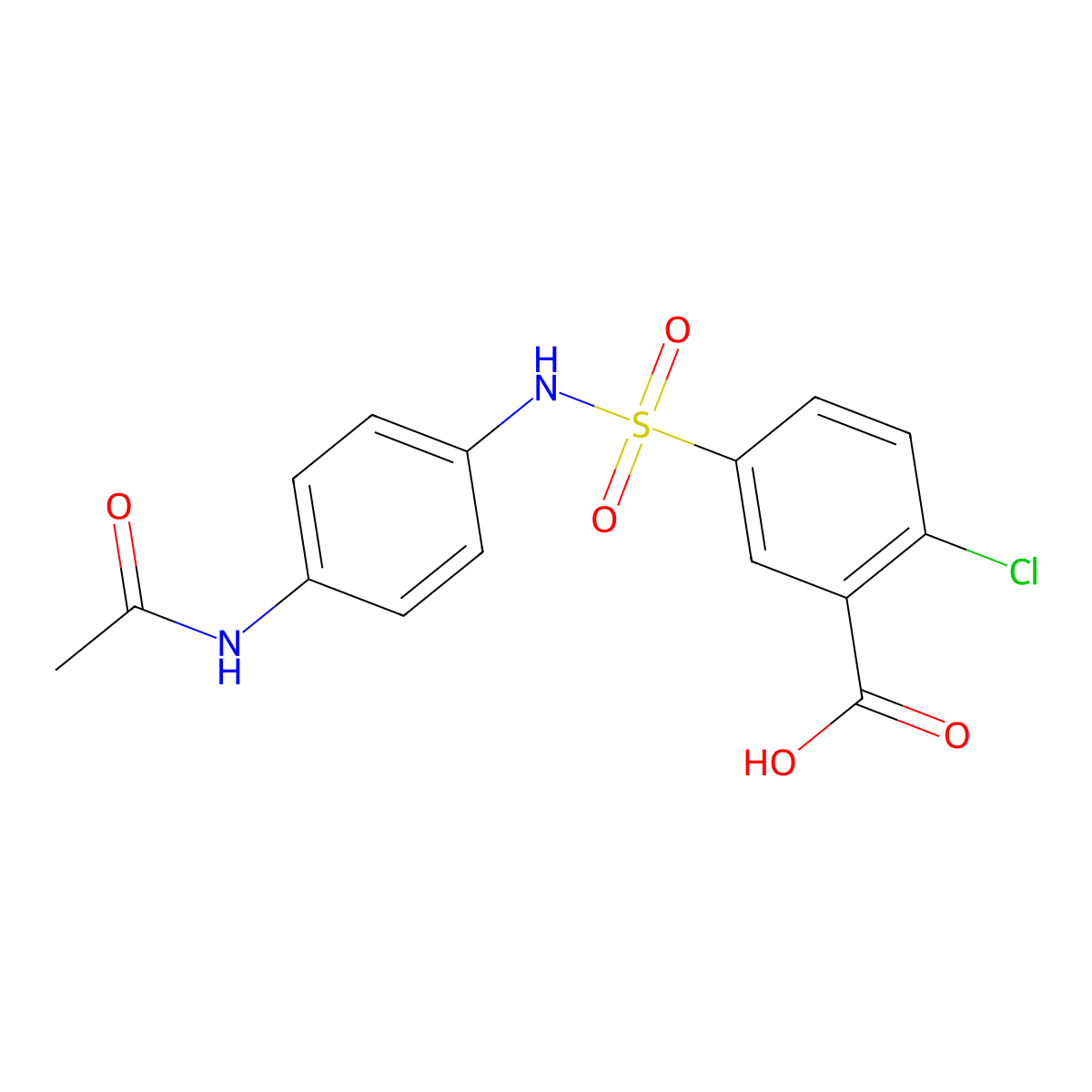 5-({[4-(Acetylamino)phenyl]amino}sulfonyl)-2-chlorobenzoic acid molecular structure, CAS 670266-56-5