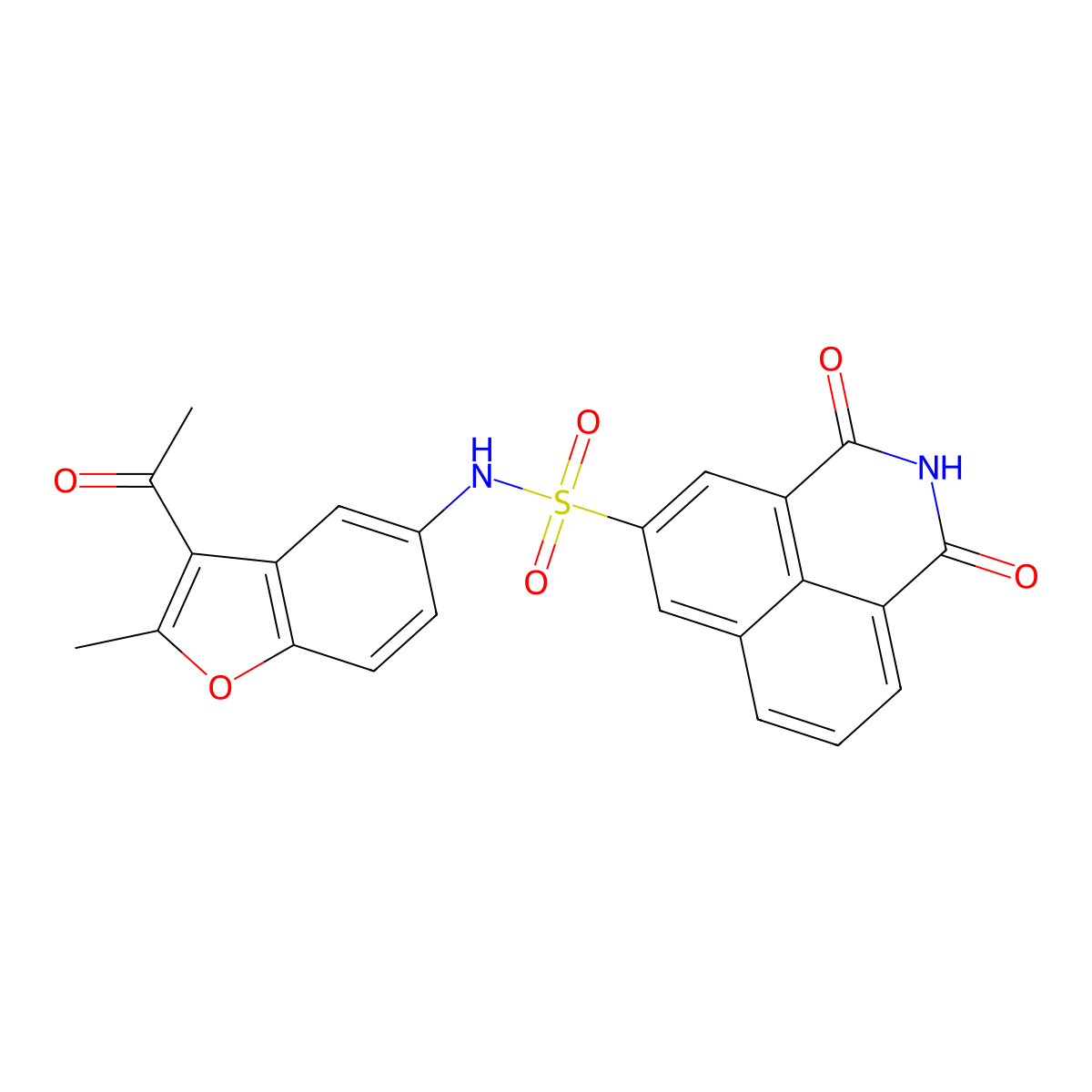 N-(3-acetyl-2-methyl-1-benzofuran-5-yl)-1,3-dioxobenzo[de]isoquinoline-5-sulfonamide molecular structure, CAS 670267-69-3