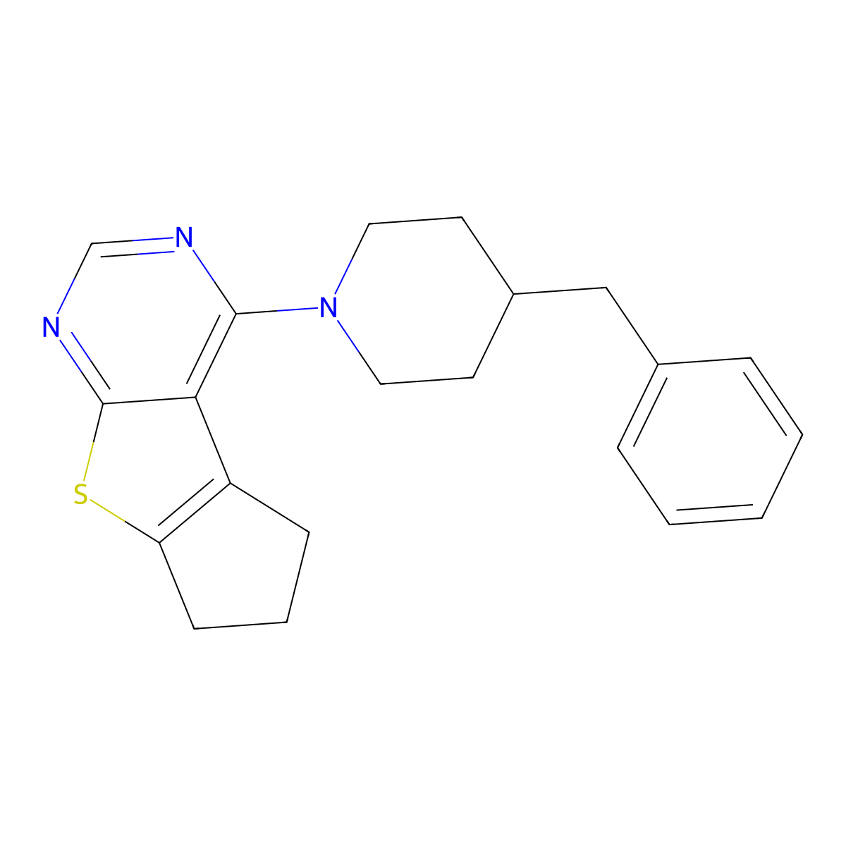 4-(4-benzylpiperidin-1-yl)-6,7-dihydro-5H-cyclopenta[4,5]thieno[2,3-d]pyrimidine molecular structure, CAS 670268-15-2