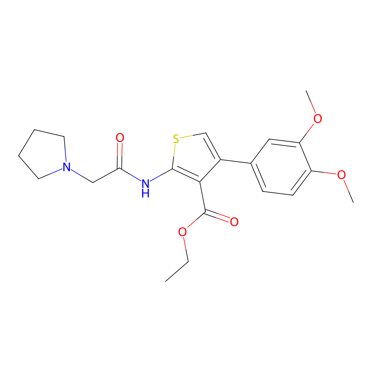 Ethyl 4-(3,4-dimethoxyphenyl)-2-[(2-pyrrolidin-1-ylacetyl)amino]thiophene-3-carboxylate molecular structure, CAS 670268-19-6