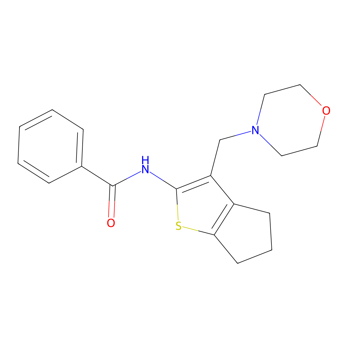 N-{3-[(morpholin-4-yl)methyl]-4H,5H,6H-cyclopenta[b]thiophen-2-yl}benzamide molecular structure, CAS 670268-23-2