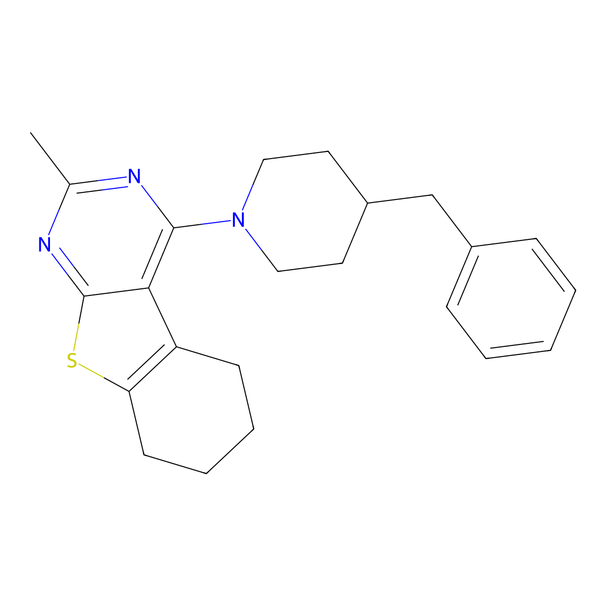 4-(4-Benzylpiperidin-1-yl)-2-methyl-5,6,7,8-tetrahydro-[1]benzothiolo[2,3-d]pyrimidine molecular structure, CAS 670268-36-7