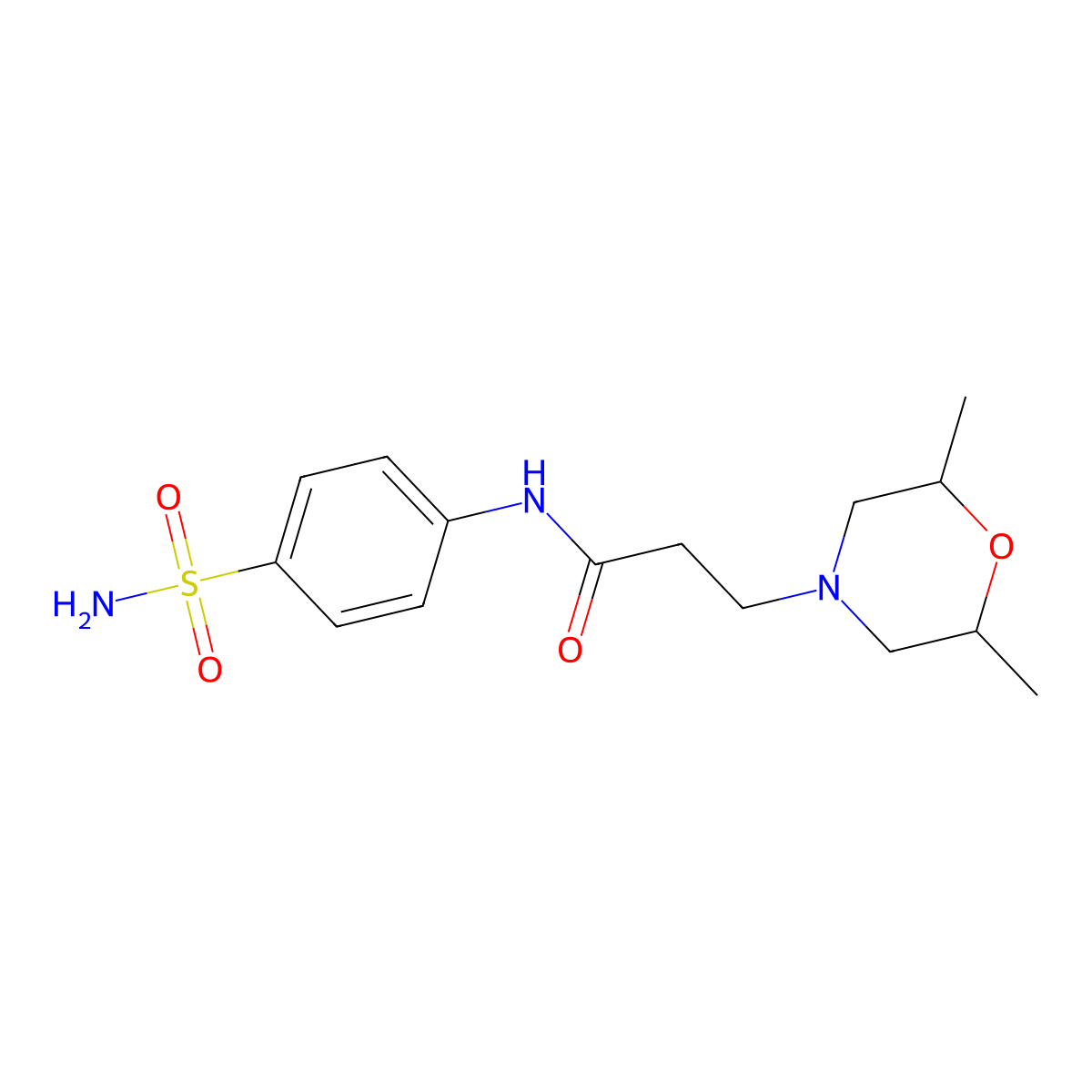 3-(2,6-dimethylmorpholin-4-yl)-N-(4-sulfamoylphenyl)propanamide molecular structure, CAS 670268-39-0