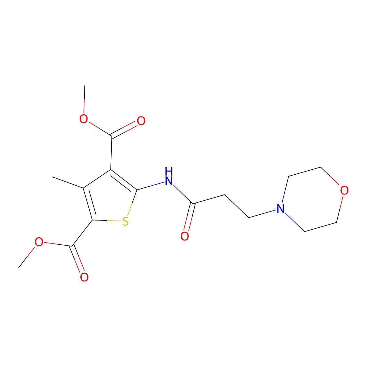 Dimethyl 3-methyl-5-(3-morpholin-4-ylpropanoylamino)thiophene-2,4-dicarboxylate molecular structure, CAS 670268-41-4