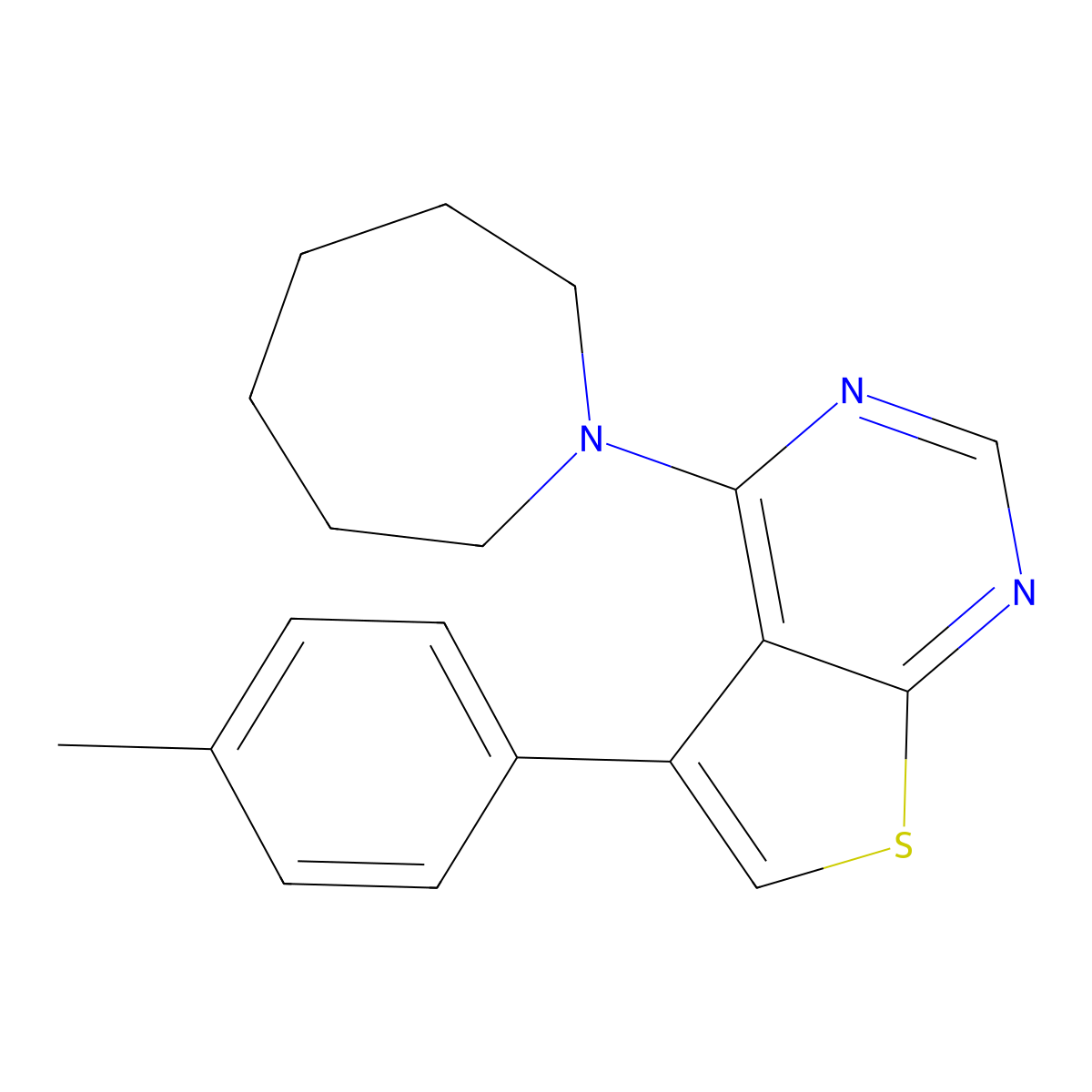 4-(Azepan-1-yl)-5-(p-tolyl)thieno[2,3-d]pyrimidine molecular structure, CAS 670268-42-5