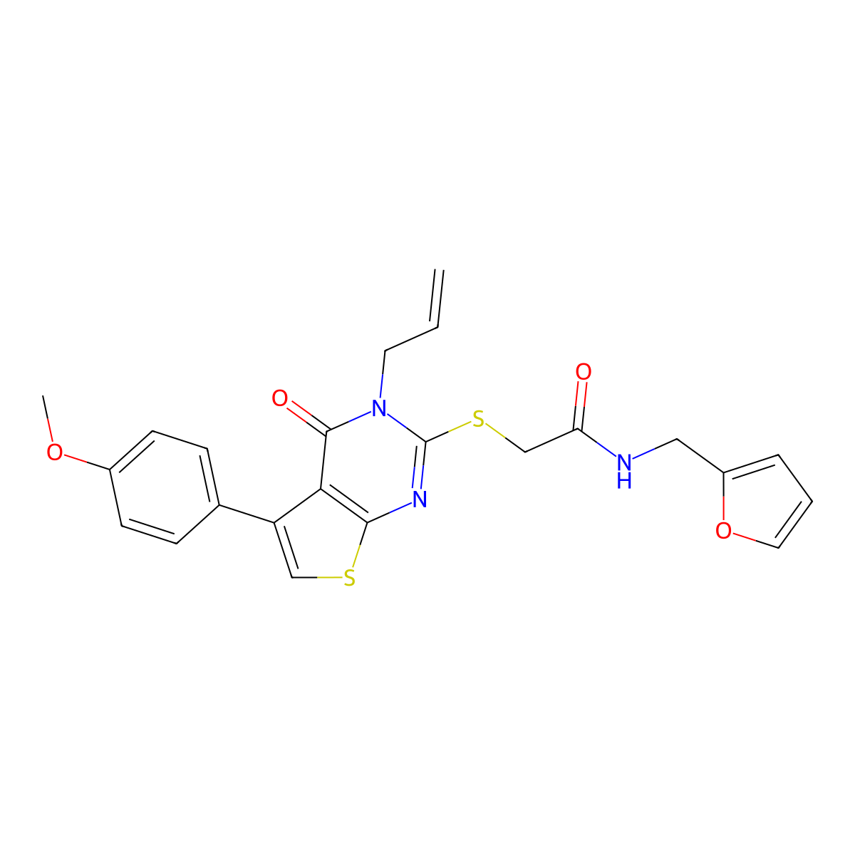 2-((3-allyl-5-(4-methoxyphenyl)-4-oxo-3,4-dihydrothieno[2,3-d]pyrimidin-2-yl)thio)-N-(furan-2-ylmethyl)acetamide molecular structure, CAS 670268-49-2