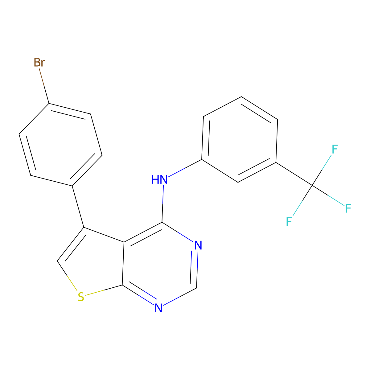 5-(4-bromophenyl)-N-[3-(trifluoromethyl)phenyl]thieno[2,3-d]pyrimidin-4-amine molecular structure, CAS 670268-58-3