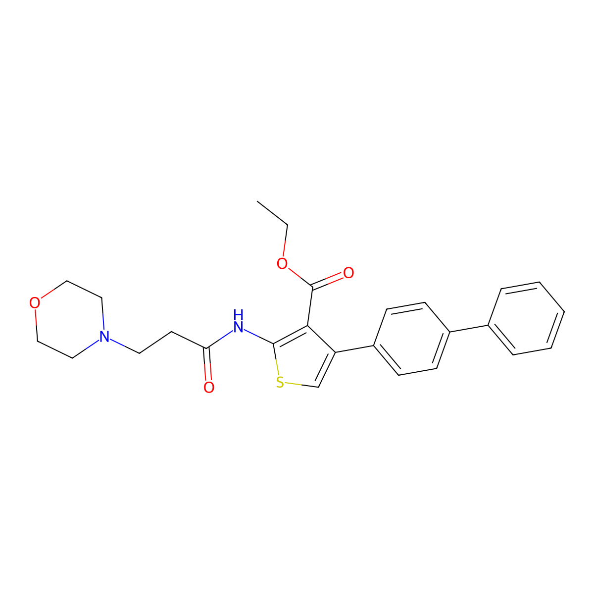 Ethyl 4-([1,1'-biphenyl]-4-yl)-2-(3-morpholinopropanamido)thiophene-3-carboxylate molecular structure, CAS 670269-71-3