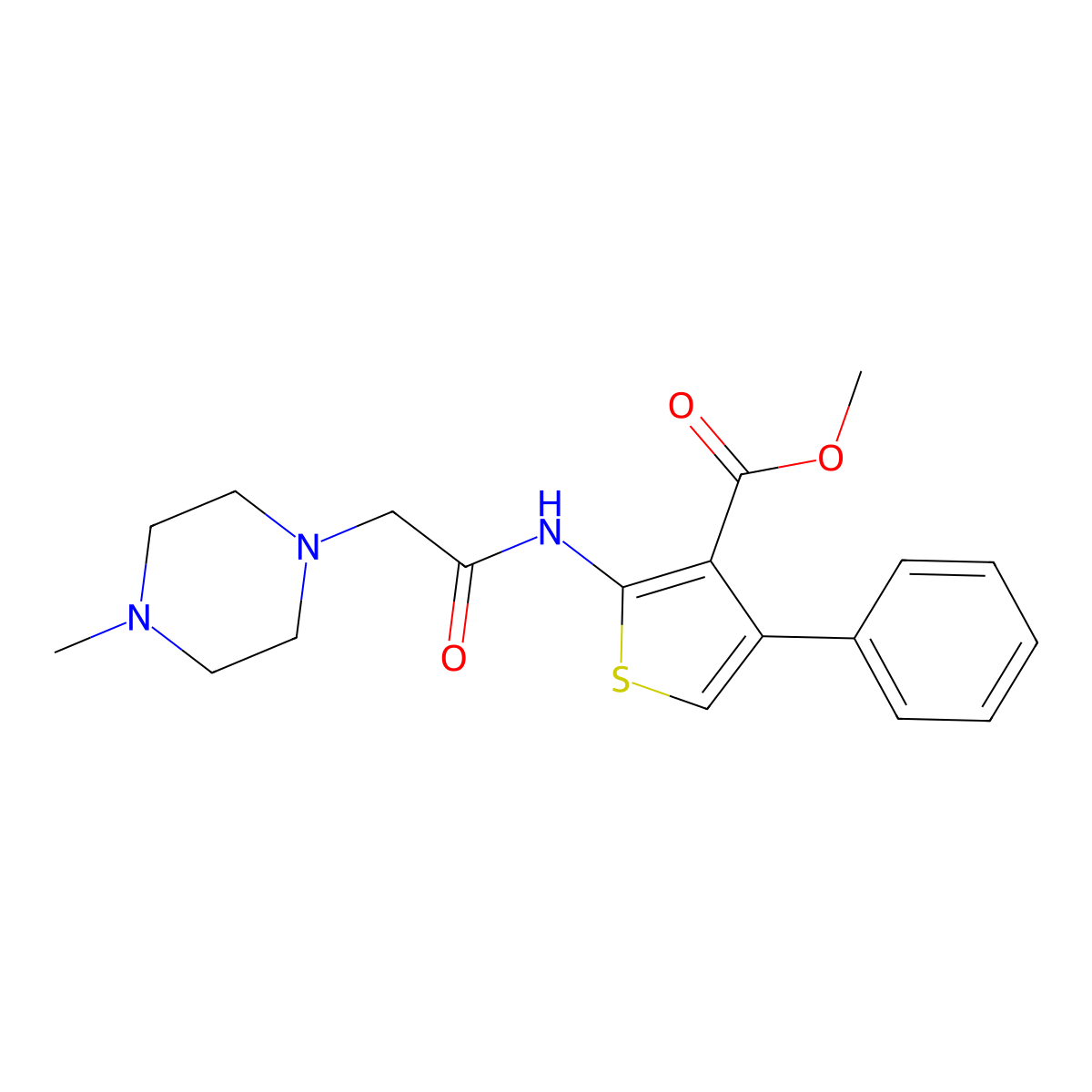 Methyl 2-[2-(4-methylpiperazin-1-YL)acetamido]-4-phenylthiophene-3-carboxylate molecular structure, CAS 670269-79-1