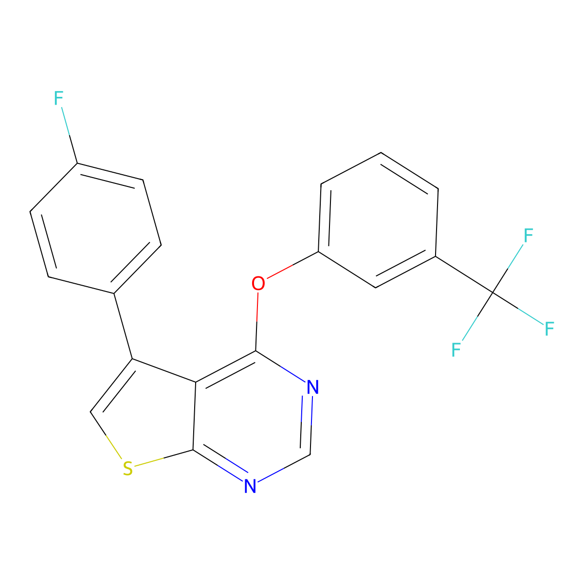 5-(4-Fluorophenyl)-4-[3-(trifluoromethyl)phenoxy]thieno[2,3-d]pyrimidine molecular structure, CAS 670269-81-5