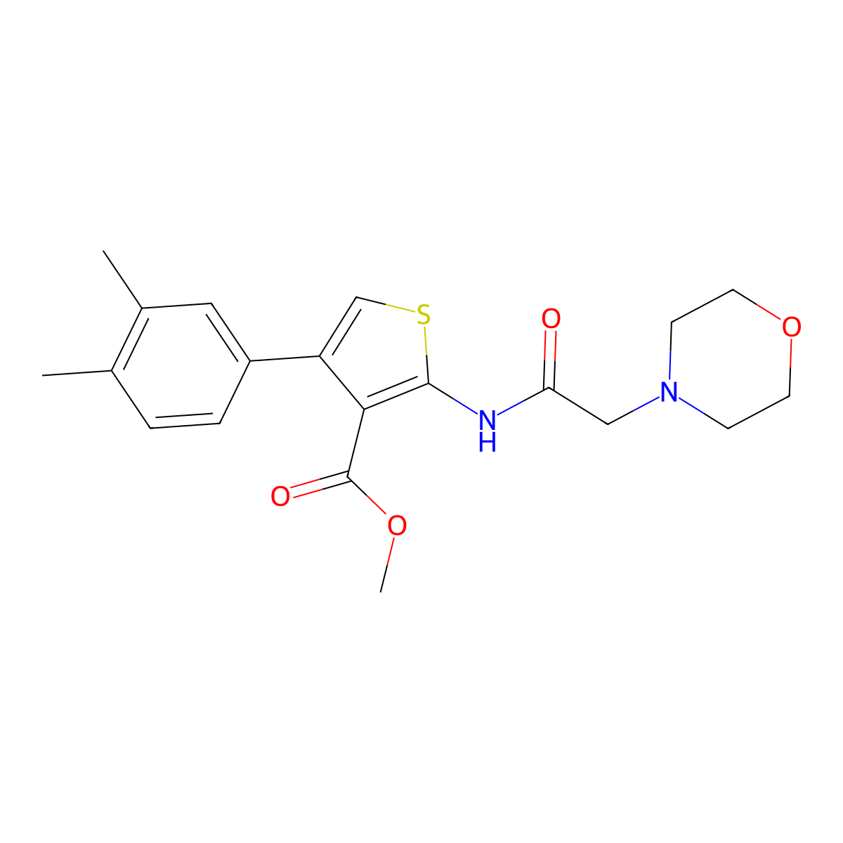 Methyl 4-(3,4-dimethylphenyl)-2-(2-morpholinoacetamido)thiophene-3-carboxylate molecular structure, CAS 670269-83-7