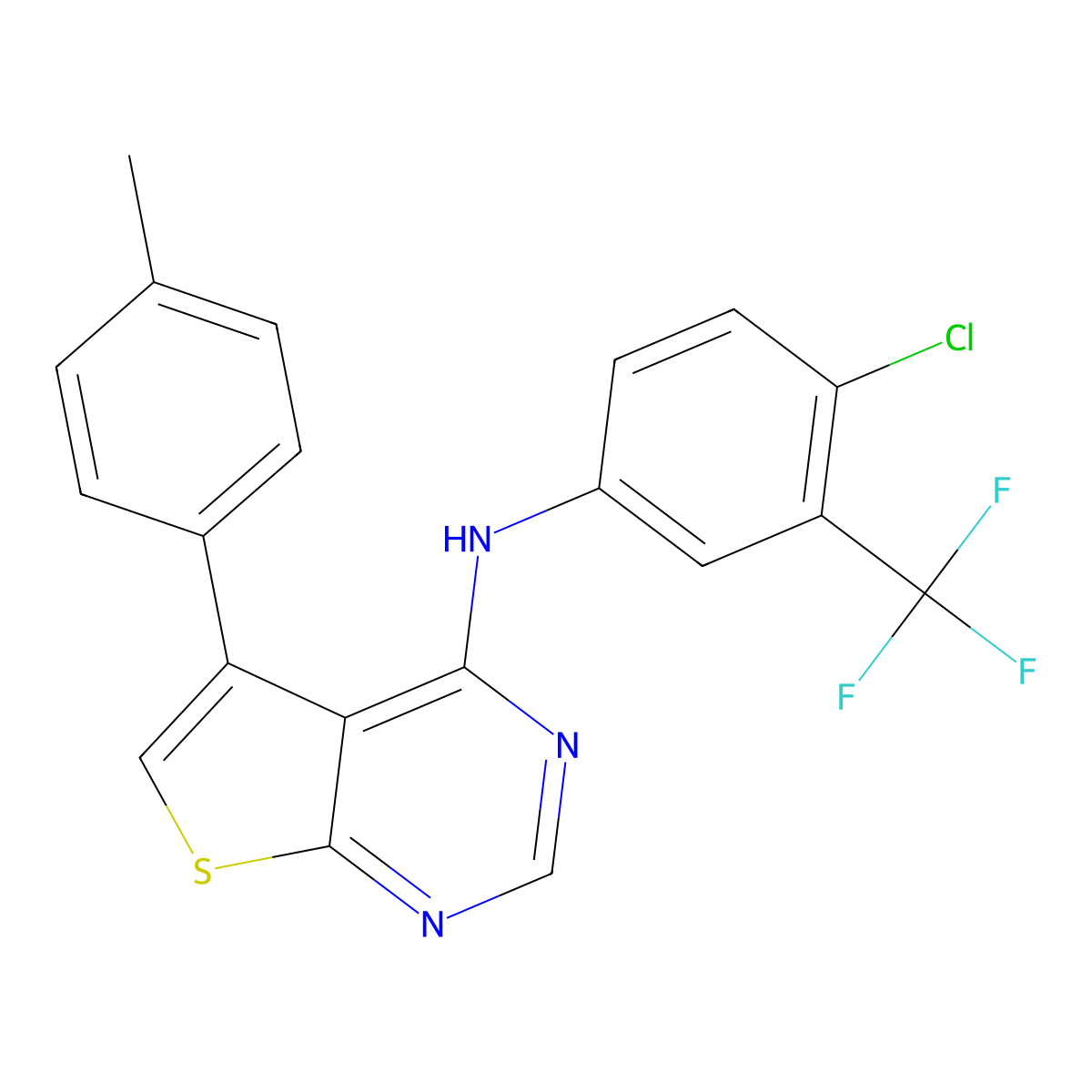N-[4-chloro-3-(trifluoromethyl)phenyl]-5-(4-methylphenyl)thieno[2,3-d]pyrimidin-4-amine molecular structure, CAS 670269-89-3