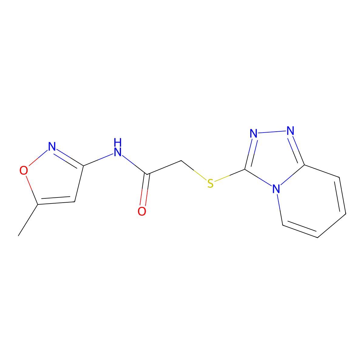 2-([1,2,4]triazolo[4,3-a]pyridin-3-ylthio)-N-(5-methylisoxazol-3-yl)acetamide molecular structure, CAS 670269-98-4