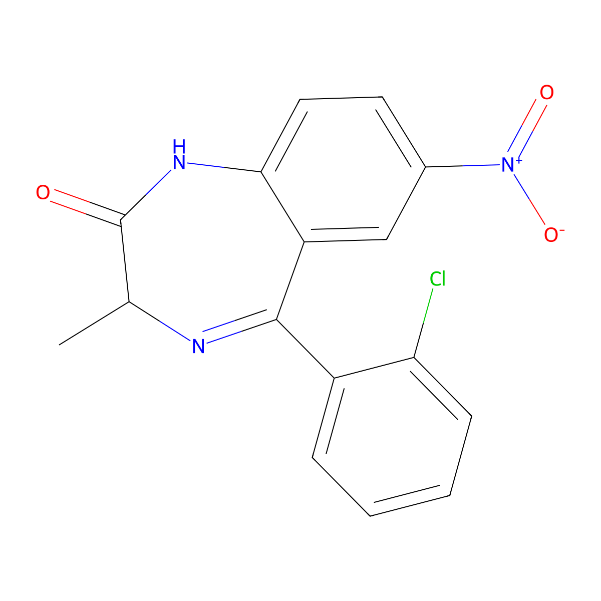 5-(2-Chlorophenyl)-3-methyl-7-nitro-1,3-dihydro-2h-1,4-benzodiazepin-2-one molecular structure, CAS 67027-56-9
