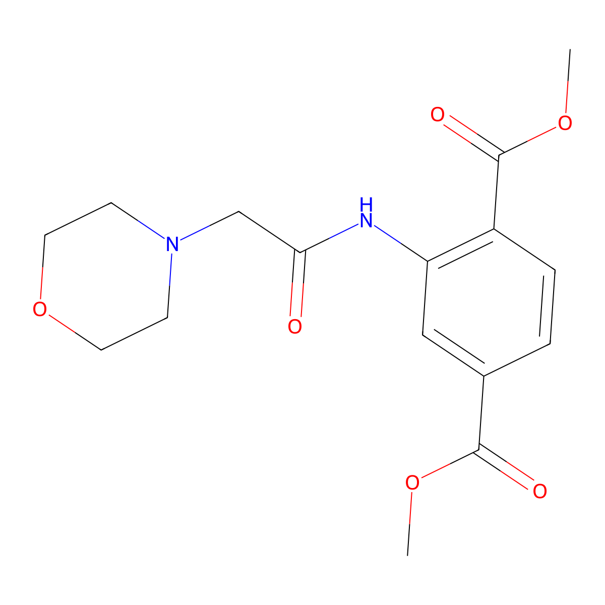 Dimethyl 2-(2-morpholinoacetamido)terephthalate molecular structure, CAS 670270-01-6