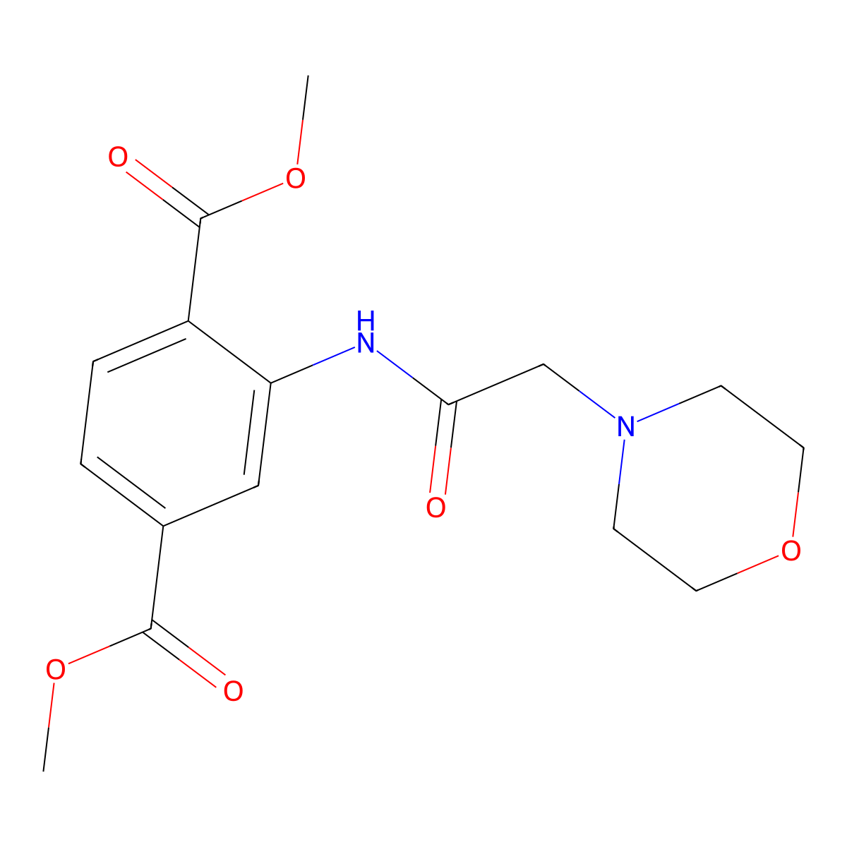 Dimethyl 2-(2-morpholinoacetamido)terephthalate molecular structure, CAS 670270-01-6