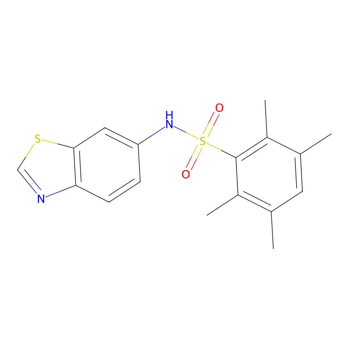 N-(benzo[d]thiazol-6-yl)-2,3,5,6-tetramethylbenzenesulfonamide molecular structure, CAS 670270-10-7