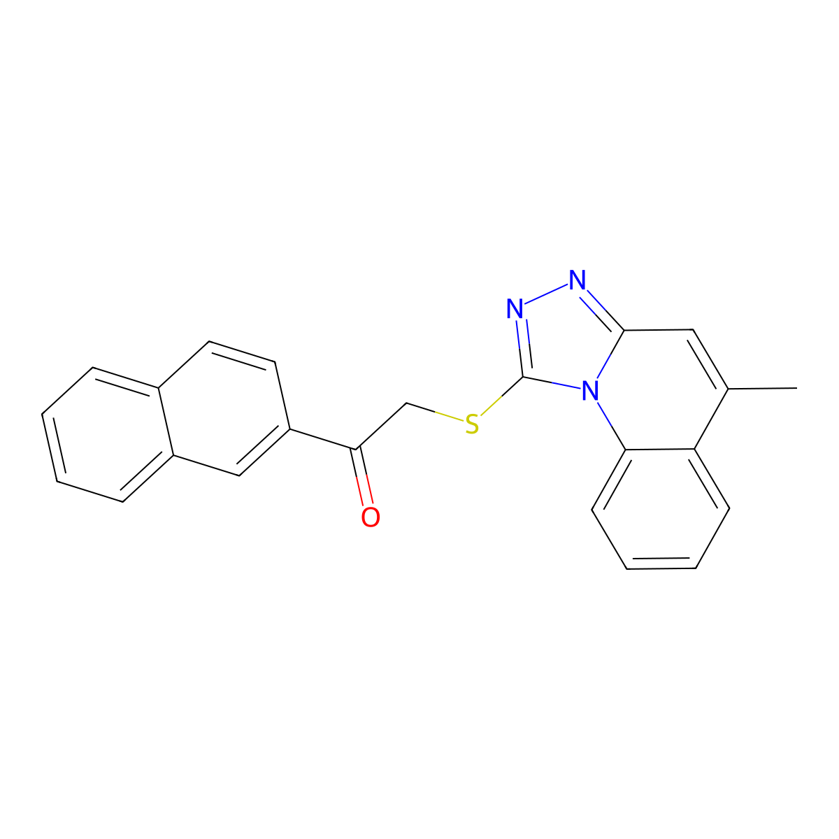2-((5-Methyl-[1,2,4]triazolo[4,3-a]quinolin-1-yl)thio)-1-(naphthalen-2-yl)ethanone molecular structure, CAS 670270-12-9