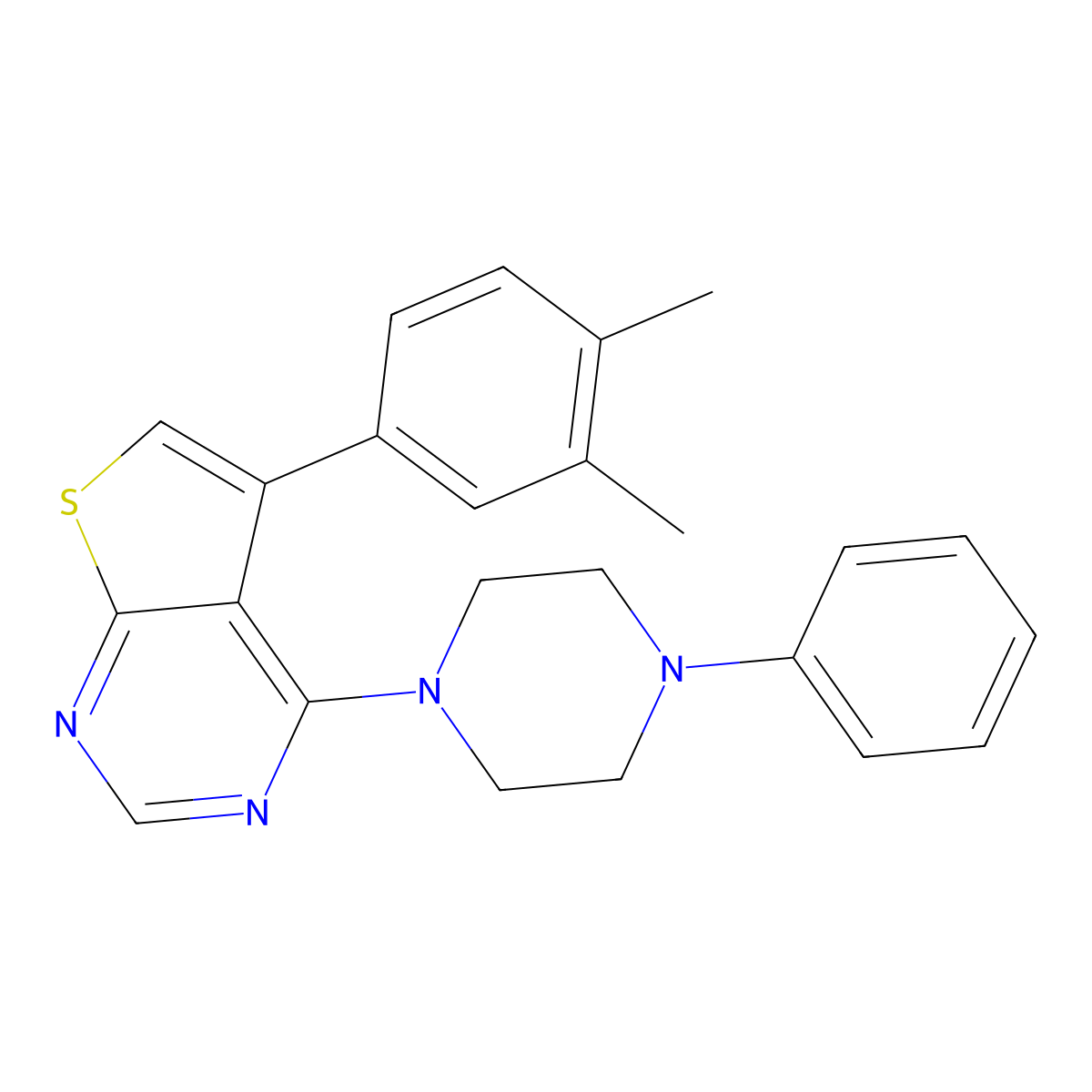 5-(3,4-Dimethylphenyl)-4-(4-phenylpiperazin-1-yl)thieno[2,3-d]pyrimidine molecular structure, CAS 670270-13-0