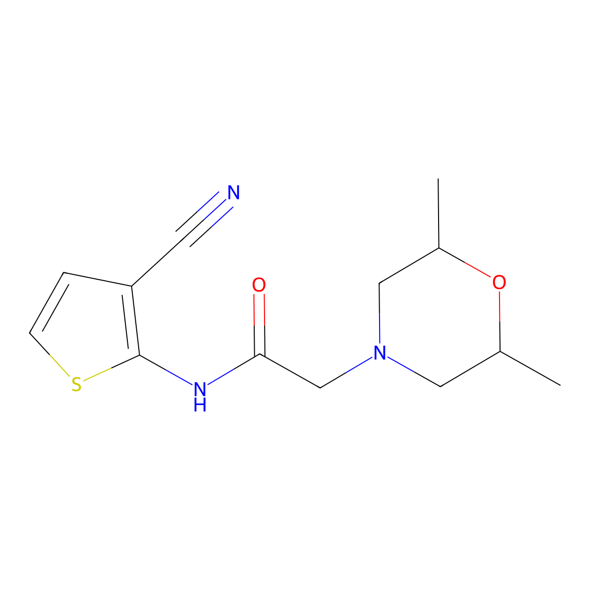 N-(3-cyanothiophen-2-yl)-2-(2,6-dimethylmorpholin-4-yl)acetamide molecular structure, CAS 670270-15-2