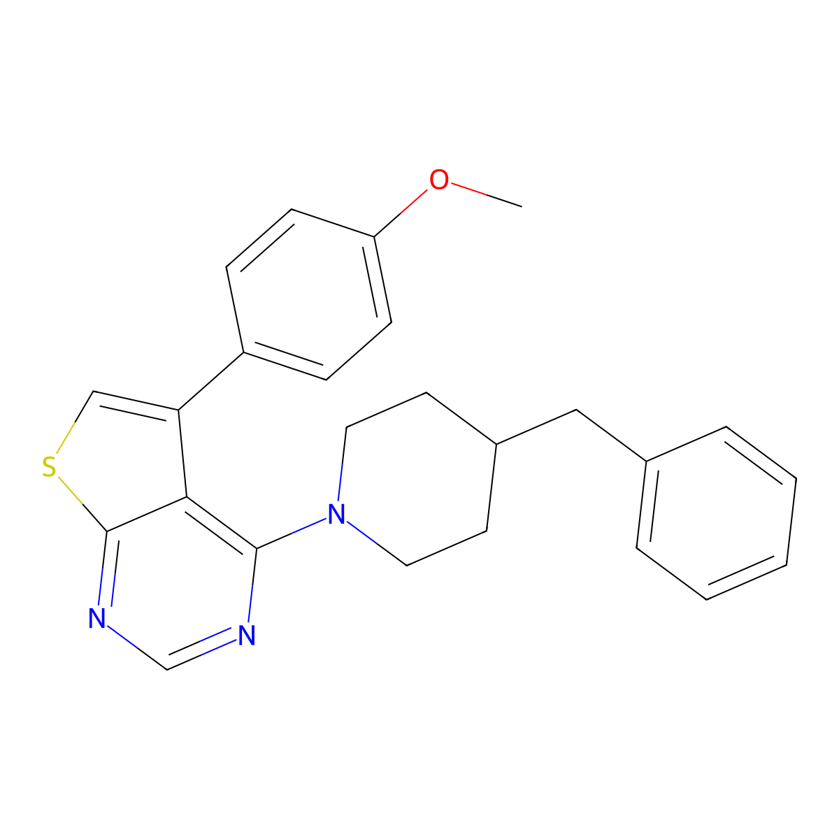 4-(4-Benzylpiperidin-1-yl)-5-(4-methoxyphenyl)thieno[2,3-d]pyrimidine molecular structure, CAS 670270-16-3