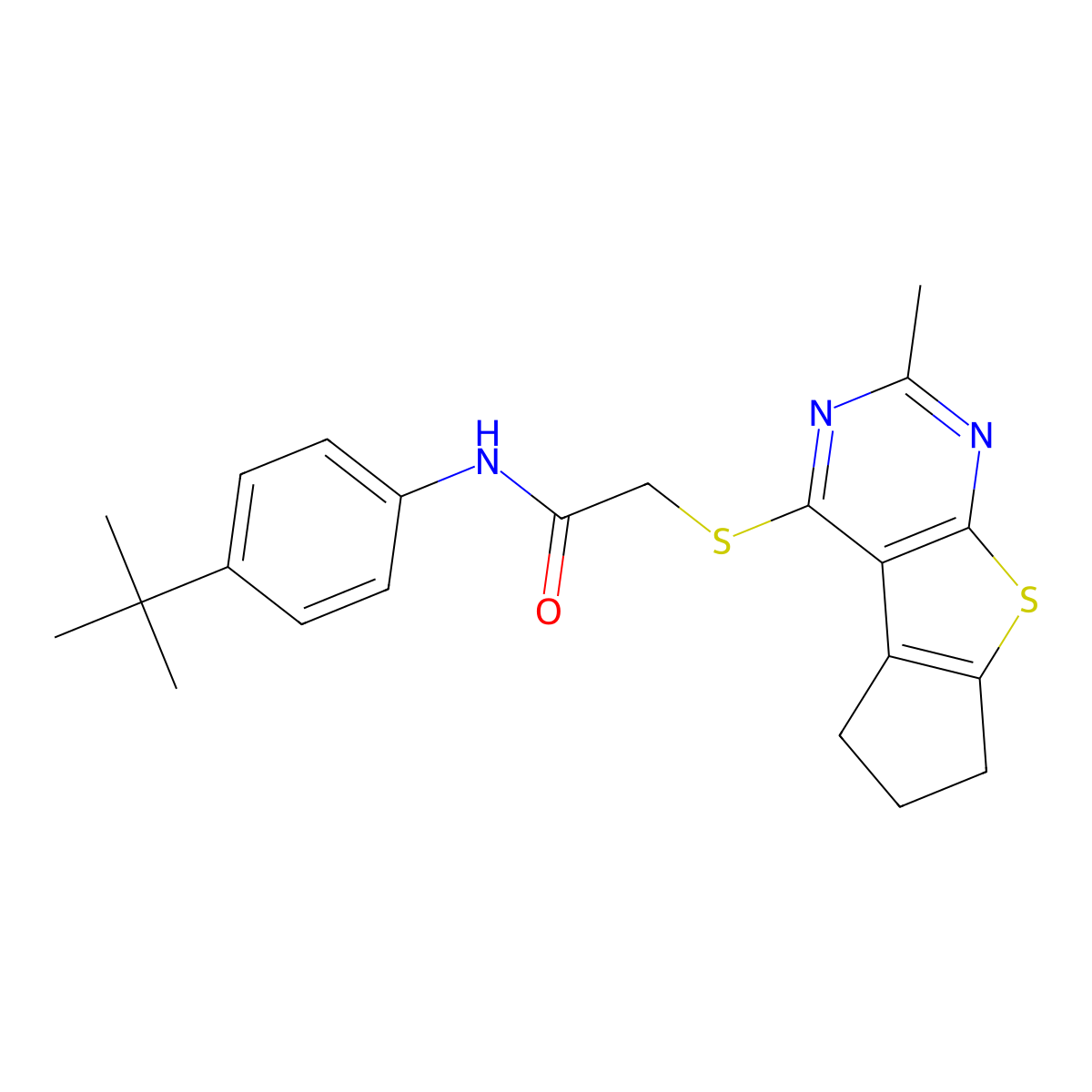 N-(4-tert-butylphenyl)-2-({10-methyl-7-thia-9,11-diazatricyclo[6.4.0.0^{2,6}]dodeca-1(8),2(6),9,11-tetraen-12-yl}sulfanyl)acetamide molecular structure, CAS 670270-23-2