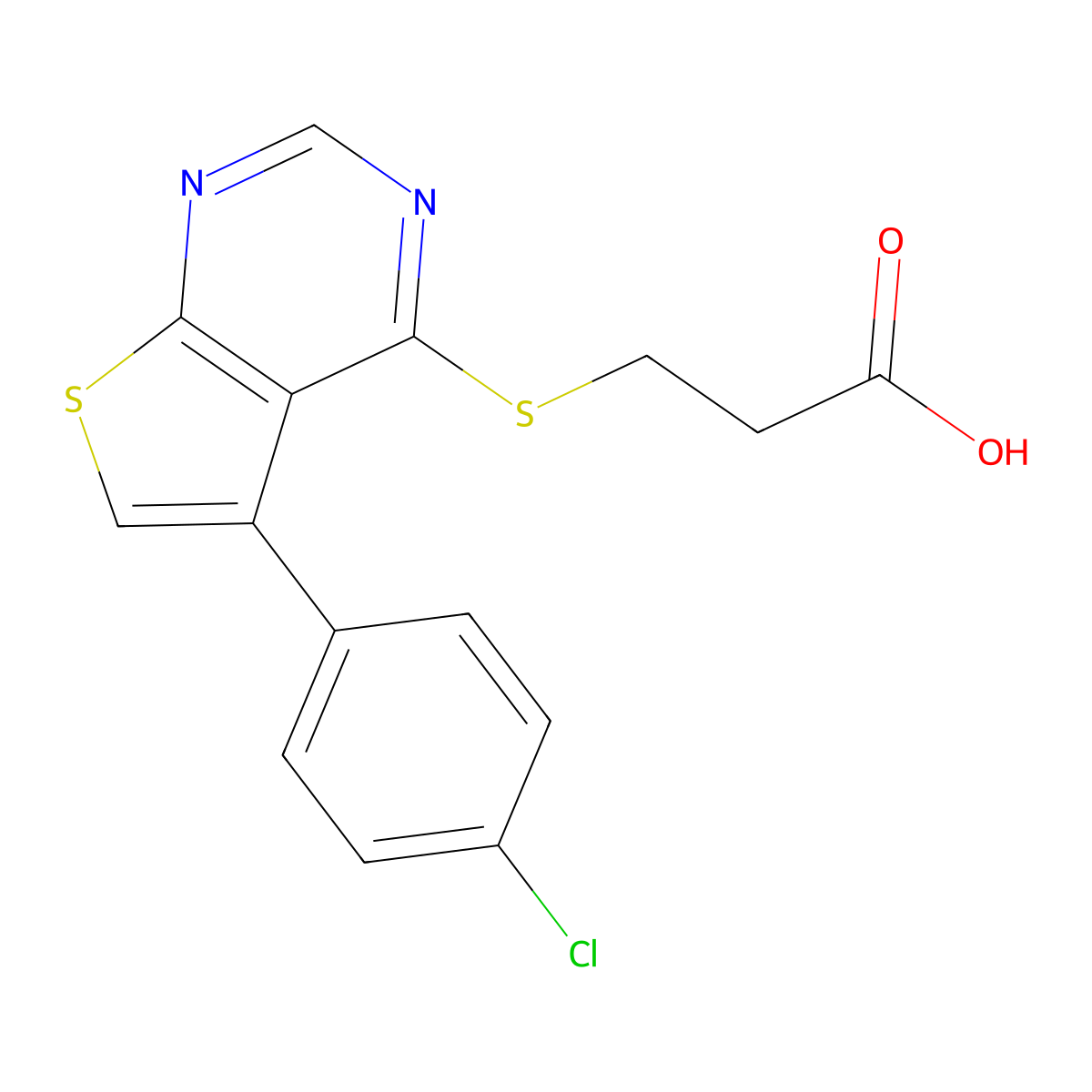 3-((5-(4-Chlorophenyl)thieno[2,3-d]pyrimidin-4-yl)thio)propanoic acid molecular structure, CAS 670270-24-3