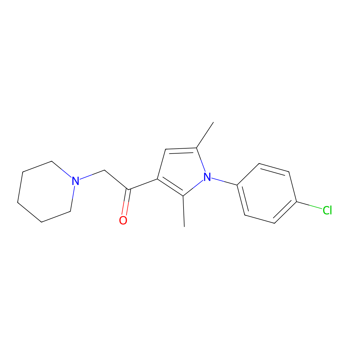 1-(1-(4-chlorophenyl)-2,5-dimethyl-1H-pyrrol-3-yl)-2-(piperidin-1-yl)ethanone molecular structure, CAS 670270-31-2