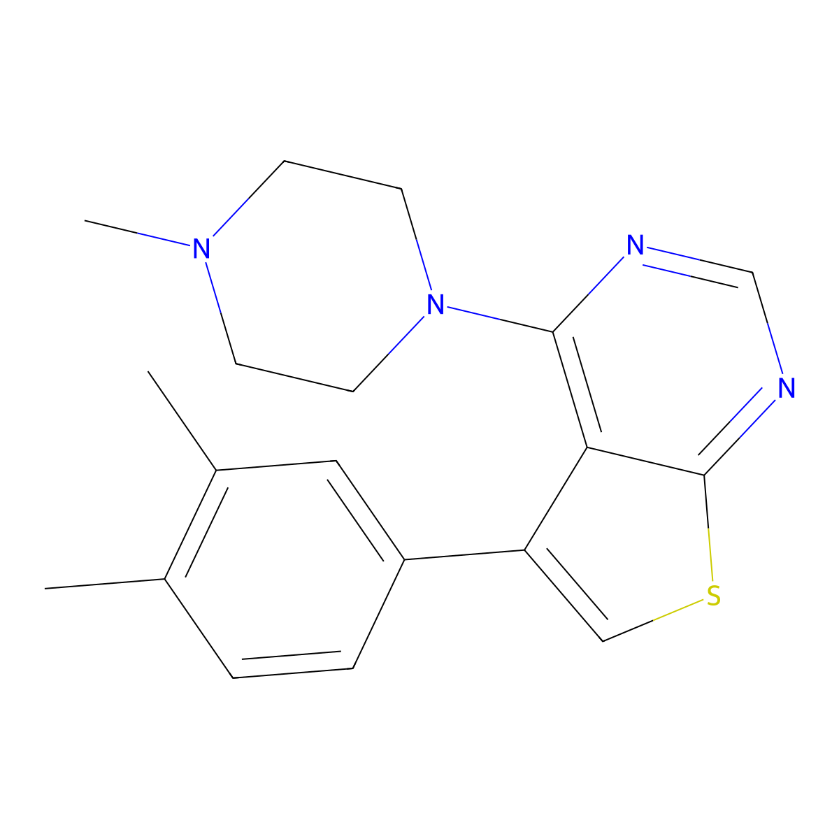 5-(3,4-Dimethylphenyl)-4-(4-methylpiperazin-1-yl)thieno[2,3-d]pyrimidine molecular structure, CAS 670270-33-4