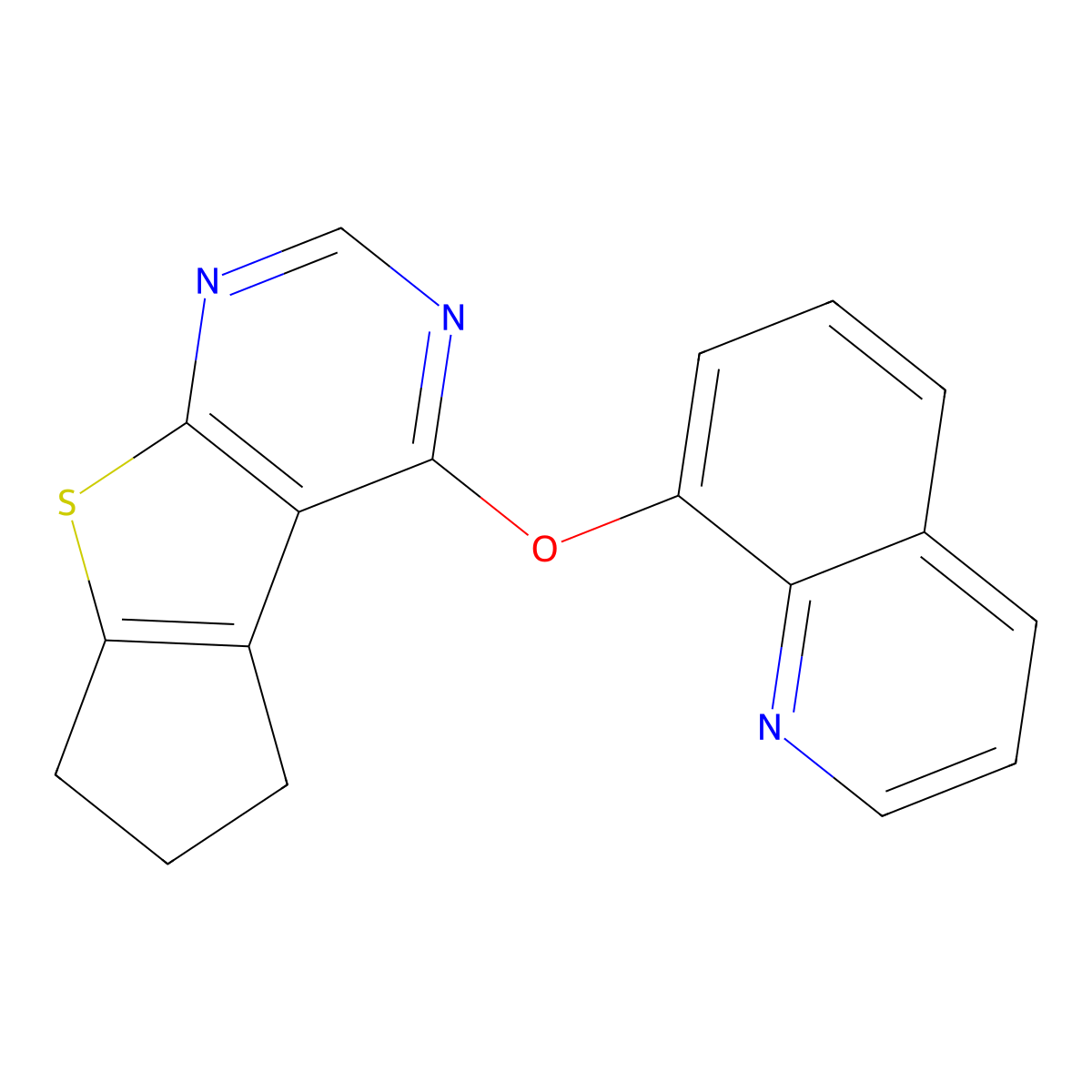 12-(Quinolin-8-yloxy)-7-thia-9,11-diazatricyclo[6.4.0.0^{2,6}]dodeca-1(8),2(6),9,11-tetraene molecular structure, CAS 670270-48-1