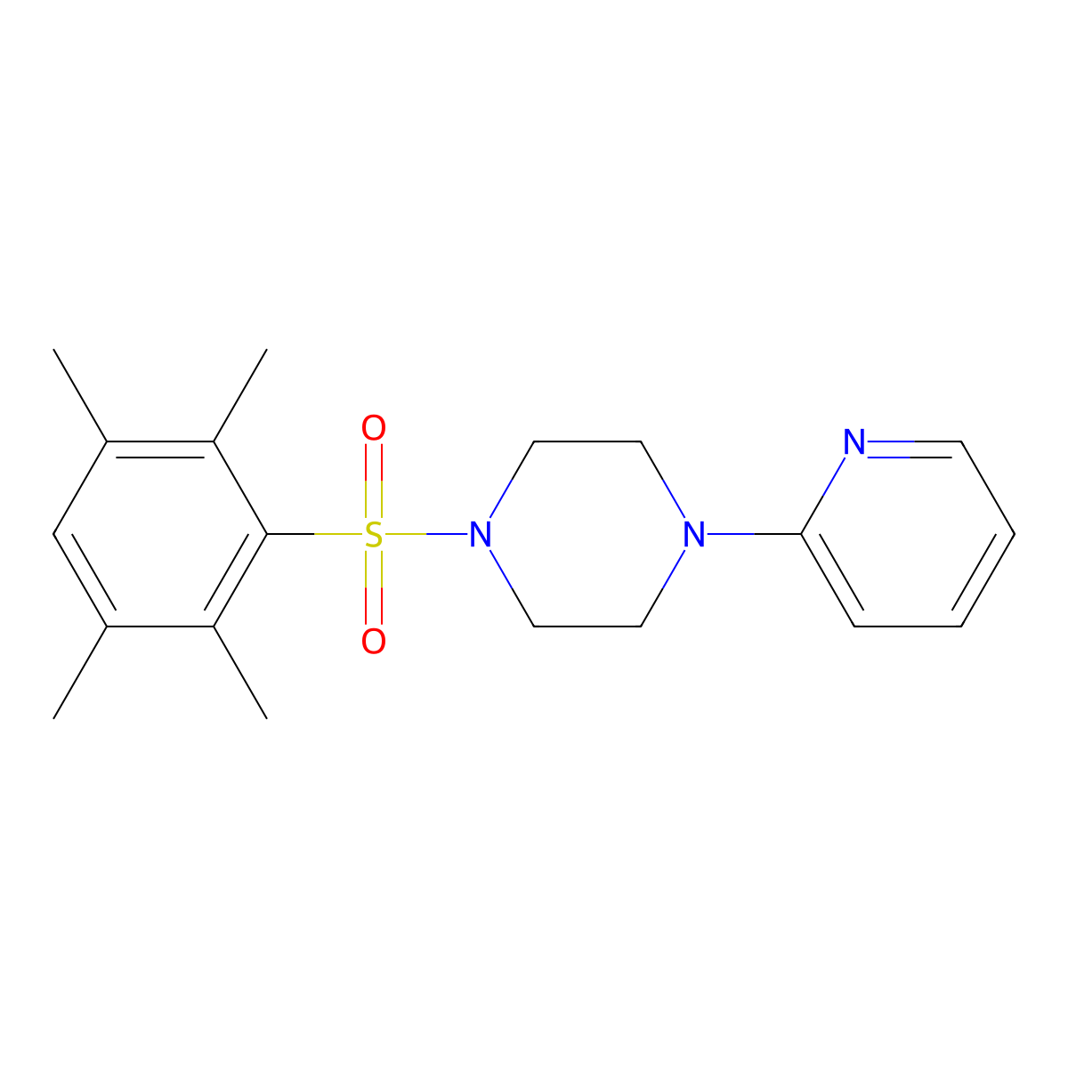 1-(Pyridin-2-yl)-4-((2,3,5,6-tetramethylphenyl)sulfonyl)piperazine molecular structure, CAS 670270-54-9