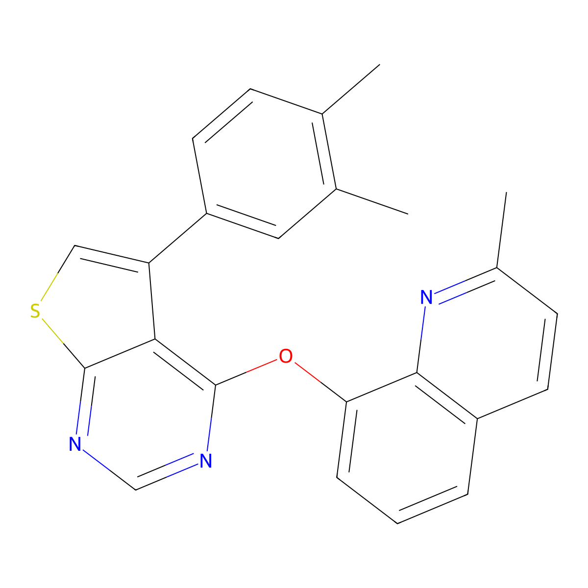 5-(3,4-Dimethylphenyl)-4-((2-methylquinolin-8-yl)oxy)thieno[2,3-d]pyrimidine molecular structure, CAS 670270-74-3