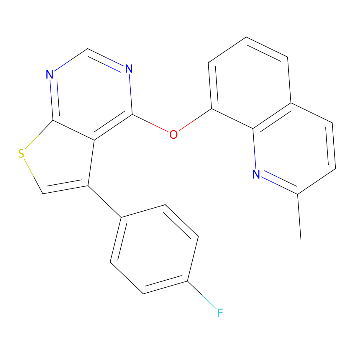 5-(4-Fluorophenyl)-4-((2-methylquinolin-8-yl)oxy)thieno[2,3-d]pyrimidine molecular structure, CAS 670270-75-4