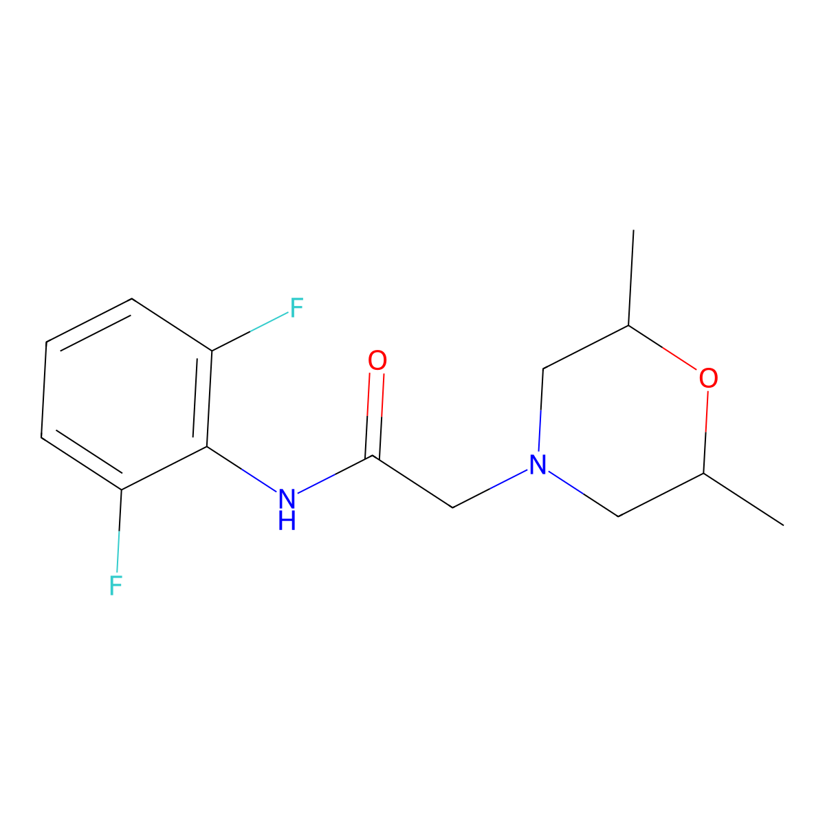 N-(2,6-difluorophenyl)-2-(2,6-dimethylmorpholin-4-yl)acetamide molecular structure, CAS 670270-76-5