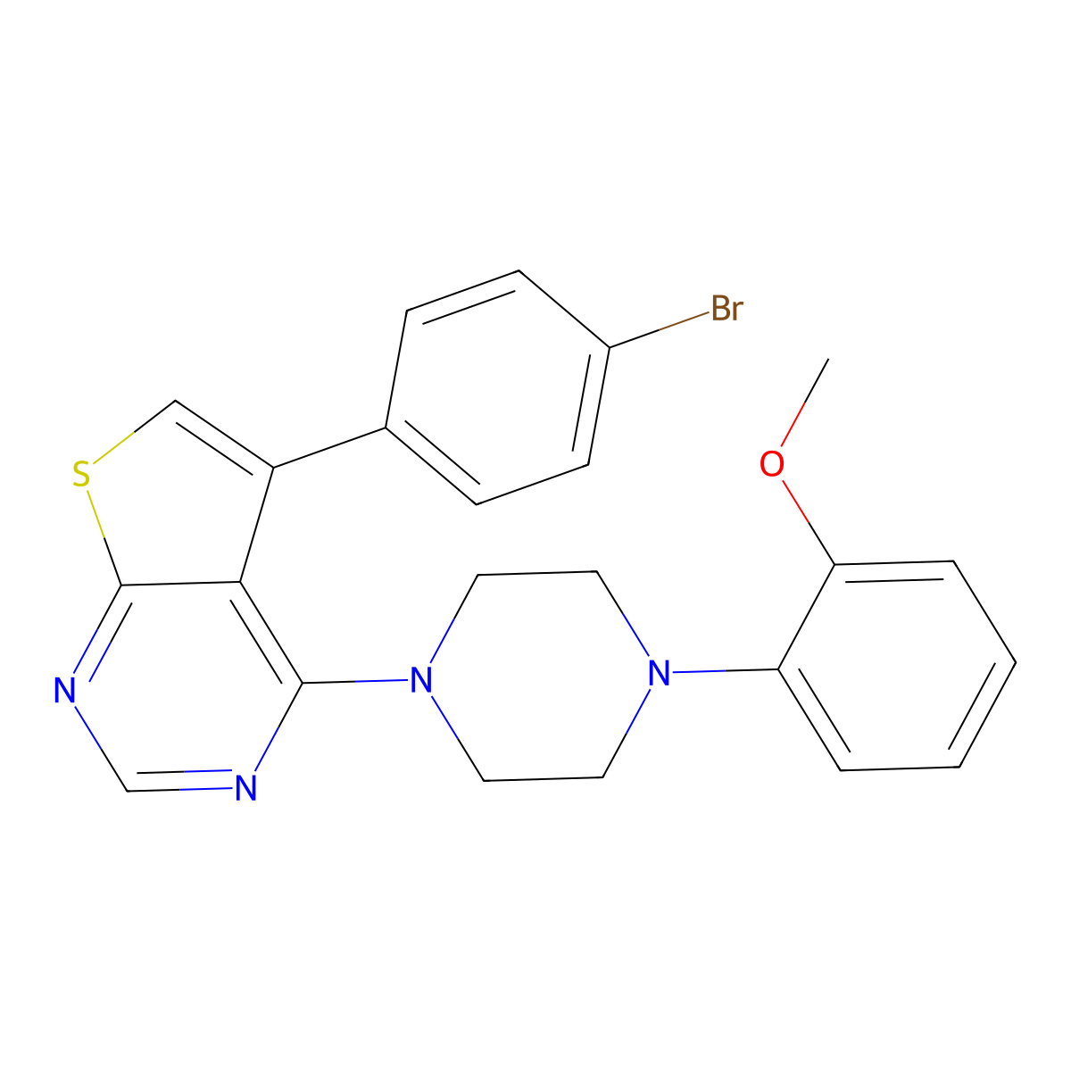 5-(4-Bromophenyl)-4-(4-(2-methoxyphenyl)piperazin-1-yl)thieno[2,3-d]pyrimidine molecular structure, CAS 670270-80-1