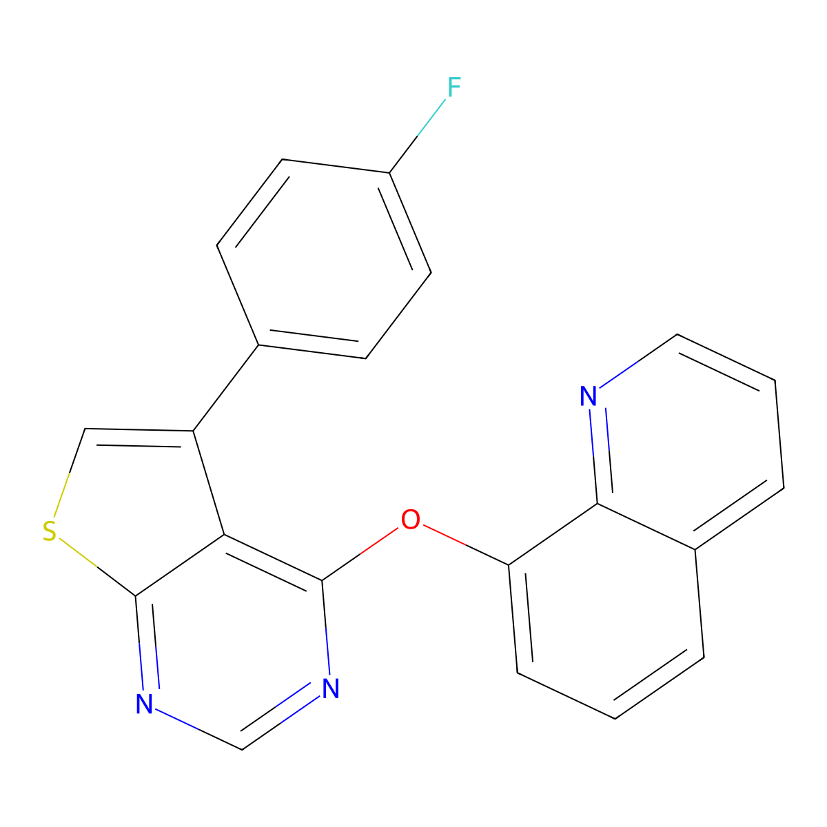 5-(4-Fluorophenyl)-4-(quinolin-8-yloxy)thieno[2,3-d]pyrimidine molecular structure, CAS 670270-83-4