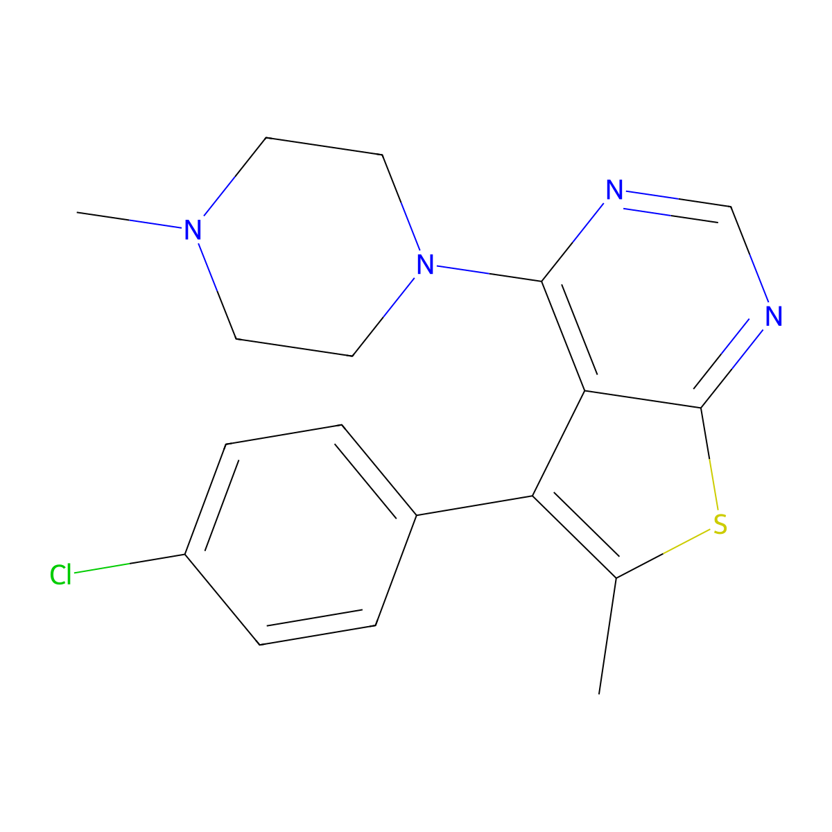 5-(4-Chlorophenyl)-6-methyl-4-(4-methylpiperazin-1-yl)thieno[2,3-d]pyrimidine molecular structure, CAS 670270-90-3
