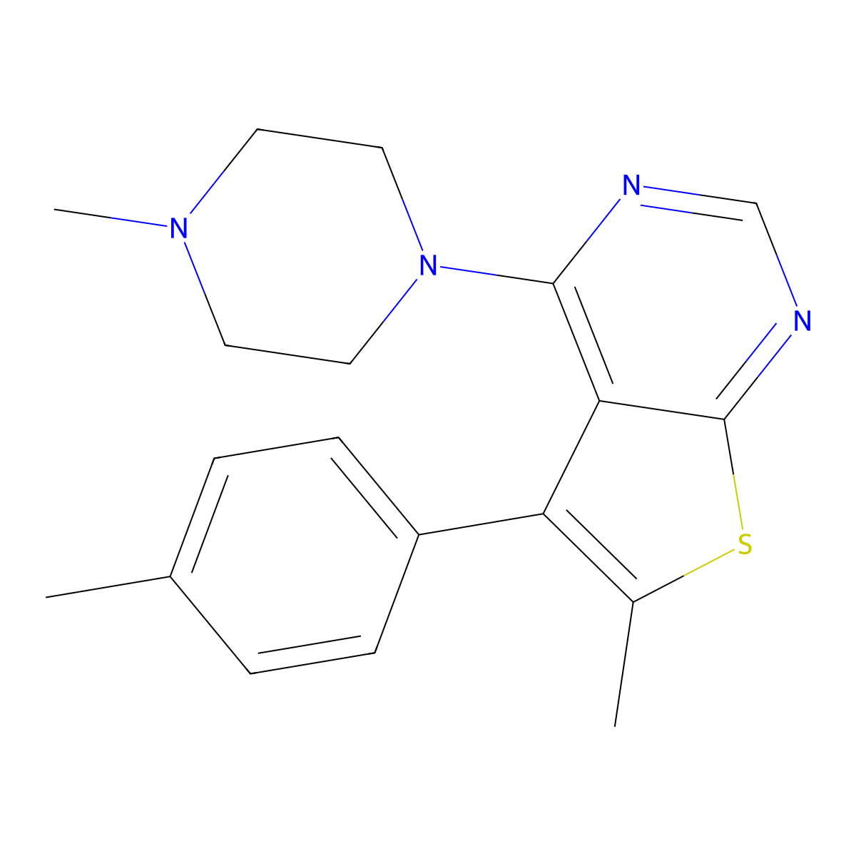 6-Methyl-4-(4-methylpiperazin-1-yl)-5-(p-tolyl)thieno[2,3-d]pyrimidine molecular structure, CAS 670270-91-4