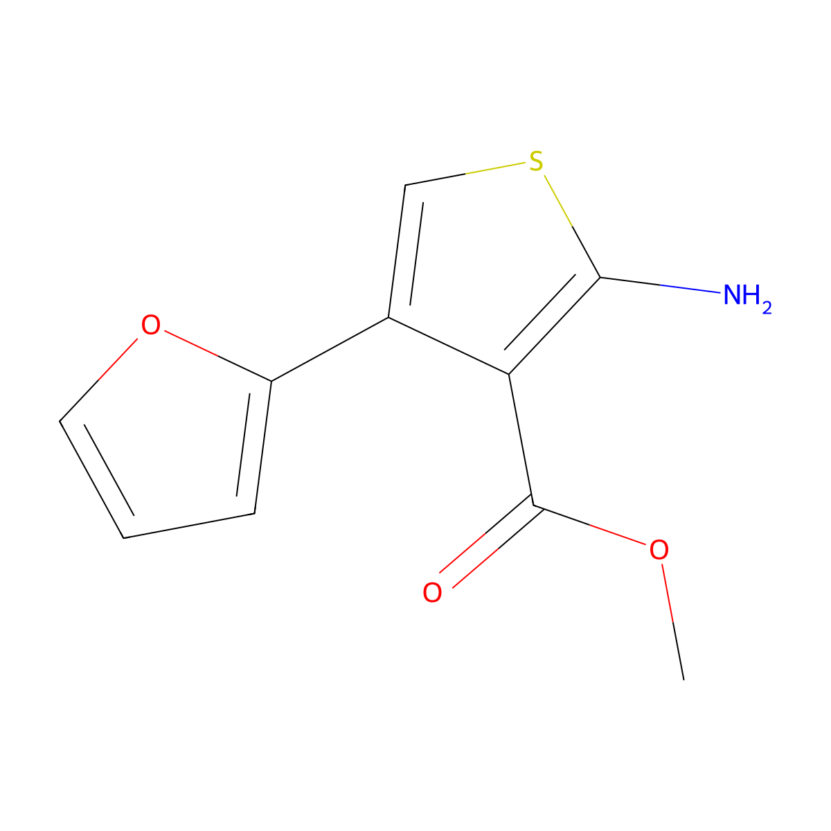 Methyl 2-amino-4-(furan-2-yl)thiophene-3-carboxylate molecular structure, CAS 670271-04-2