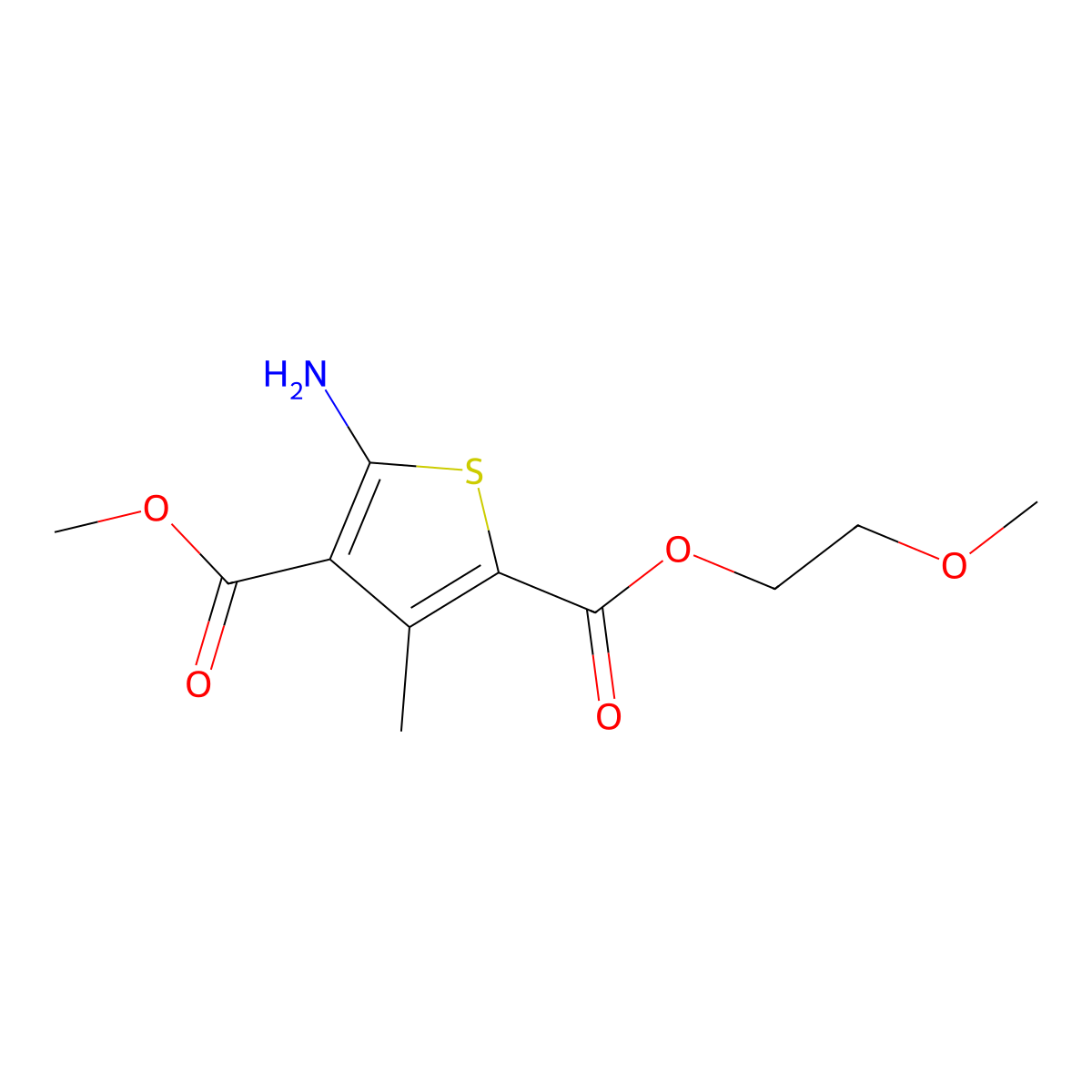 2-(2-Methoxyethyl) 4-methyl 5-amino-3-methylthiophene-2,4-dicarboxylate molecular structure, CAS 670271-10-0