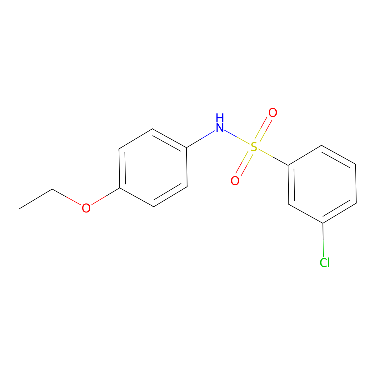 3-chloro-N-(4-ethoxyphenyl)benzenesulfonamide molecular structure, CAS 670271-43-9