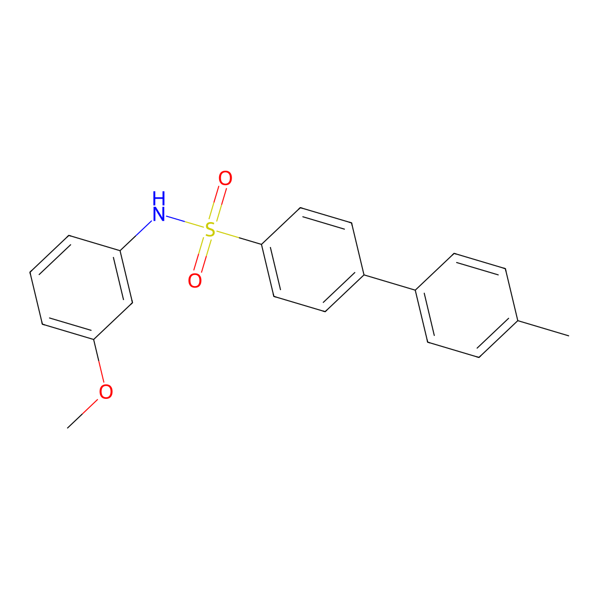 N-(3-methoxyphenyl)-4'-methyl-[1,1'-biphenyl]-4-sulfonamide molecular structure, CAS 670271-53-1