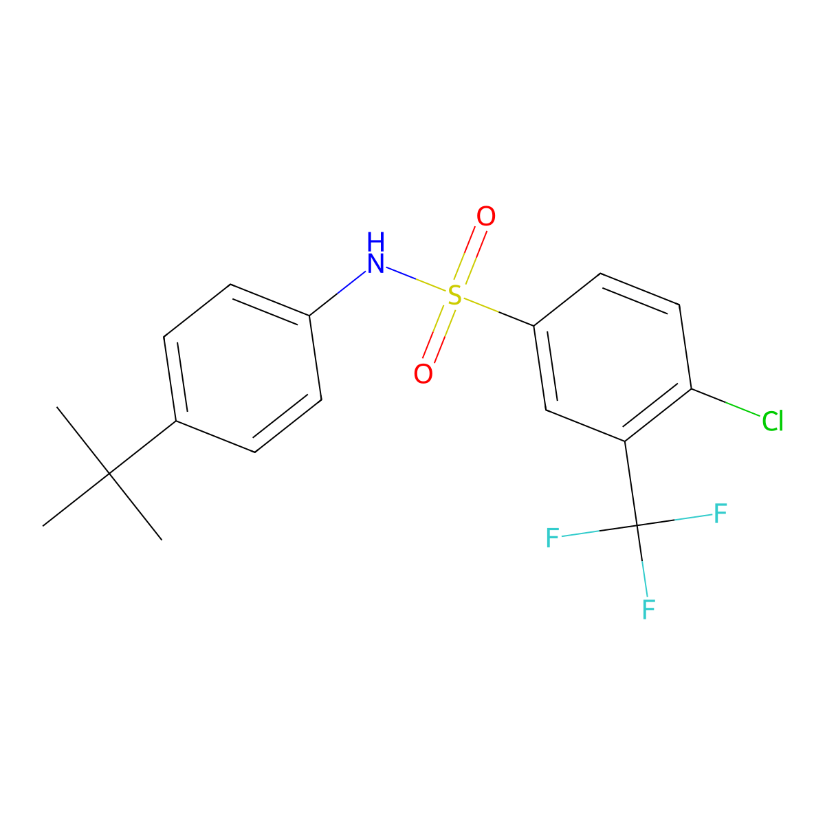 N-(4-tert-butylphenyl)-4-chloro-3-(trifluoromethyl)benzene-1-sulfonamide molecular structure, CAS 670271-63-3