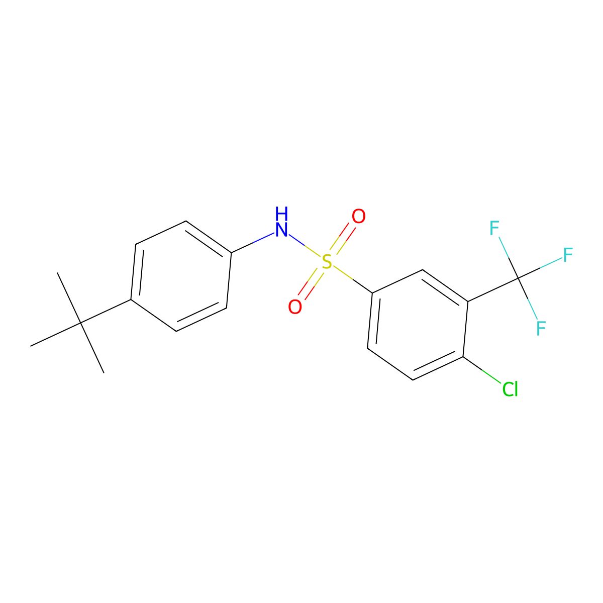 N-(4-tert-butylphenyl)-4-chloro-3-(trifluoromethyl)benzene-1-sulfonamide molecular structure, CAS 670271-63-3